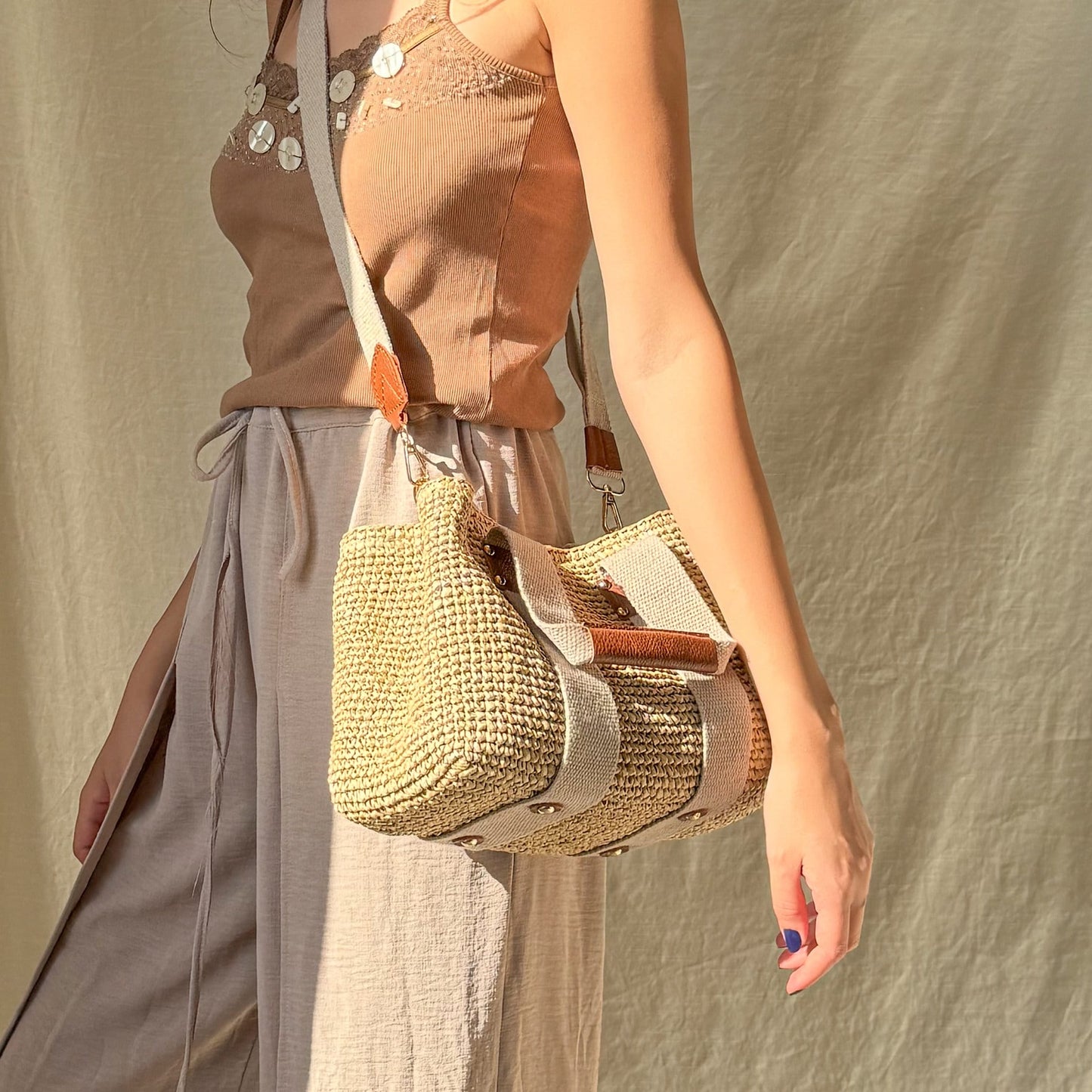 Crochet Raffia Purse - Natural Crossbody Handbag, Handwoven Summer Straw Bag, Wicker Handmade Purse Bag, Chic &amp; Stylish Accessory Gifts