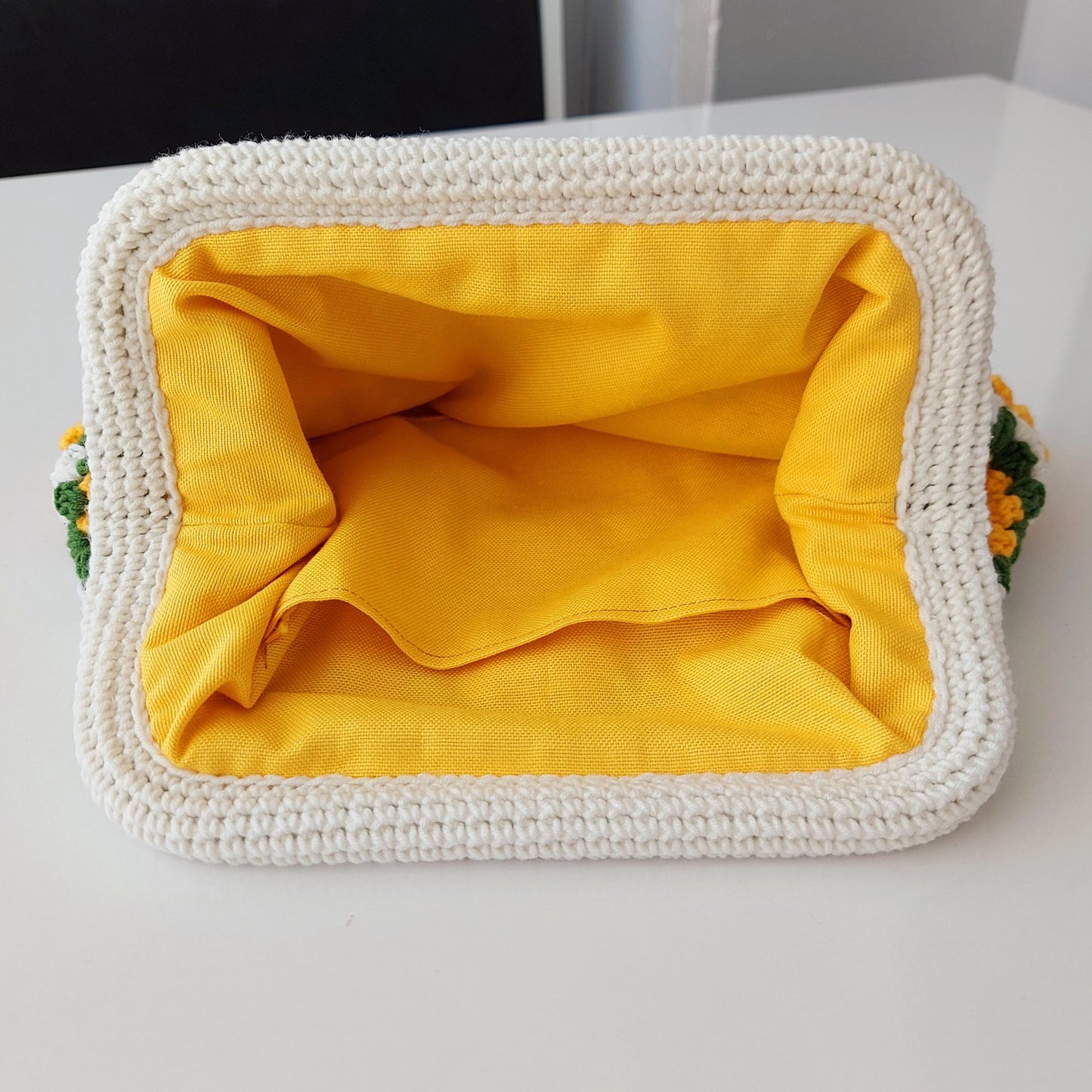 Handmade Sunflower Crochet Clutch Bag: Granny Square Purse, Gift for- her, Galentine's Day Gifts Bag