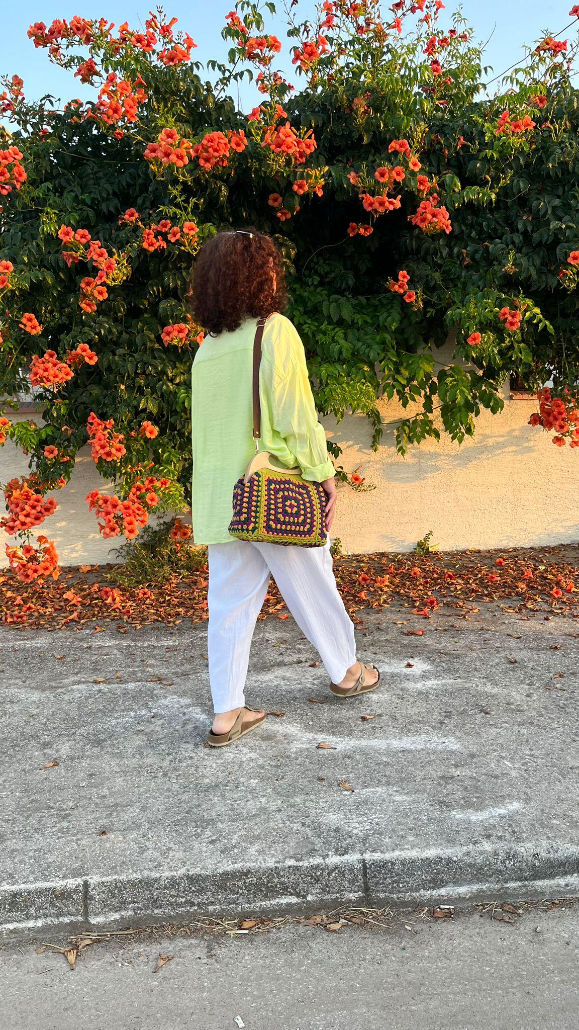 Handmade Granny Square Crochet Bag: Colorful Boho Shoulder Purse