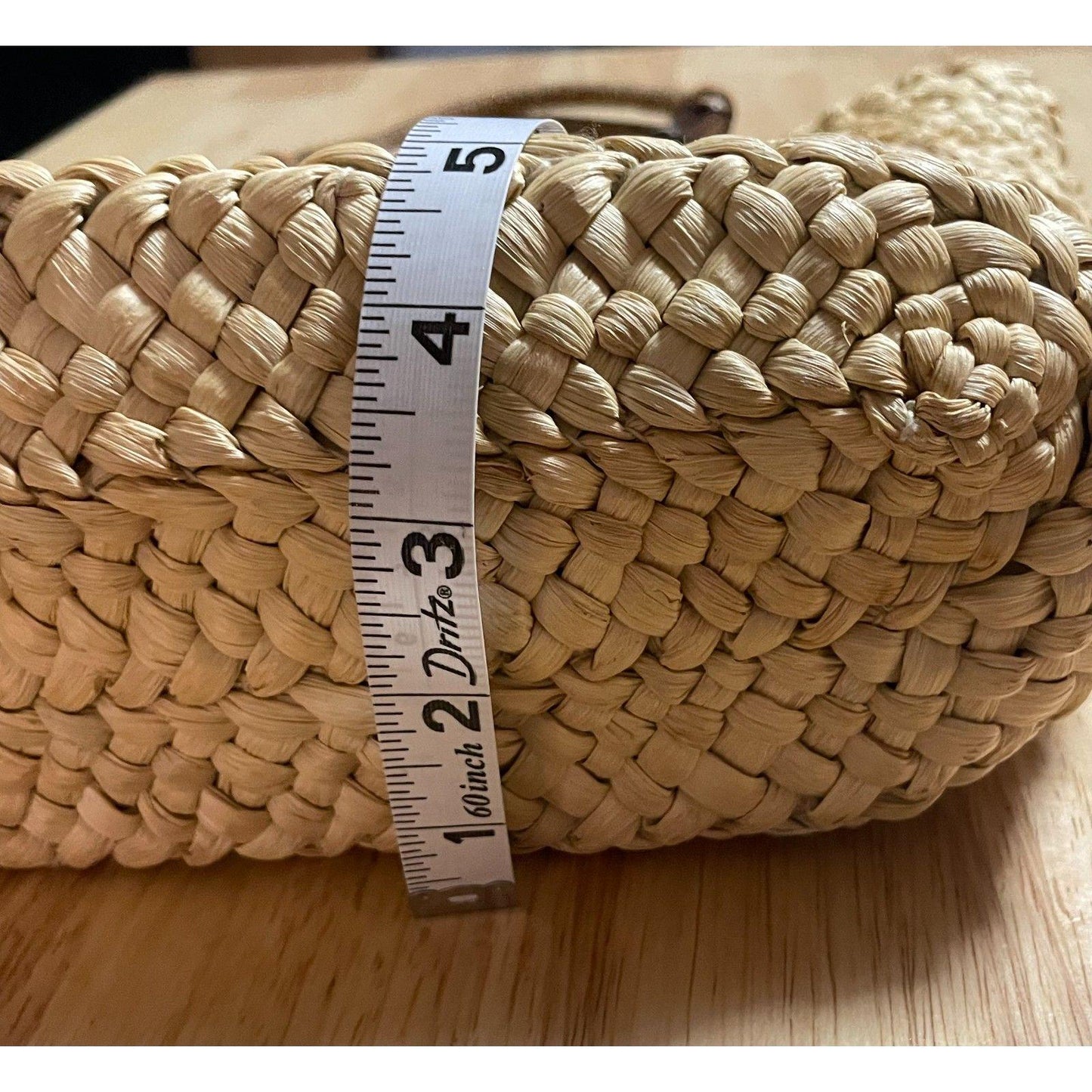 Sun N Sand Straw Tote Bag Woven Beach Handbag Boho Wood Handle Large