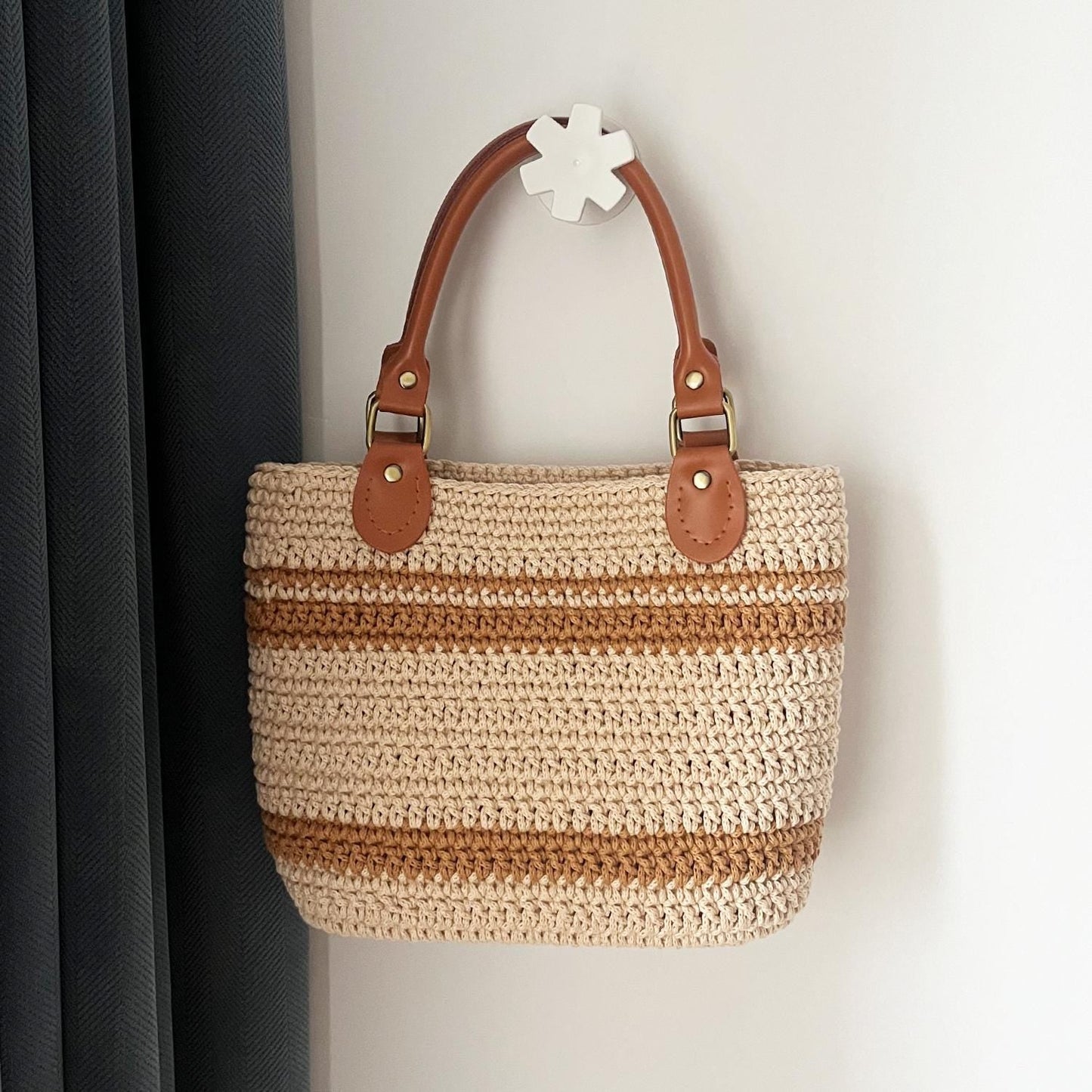 Terra Crochet Tote, Handmade Cotton Bag, Handbag Gift for Her