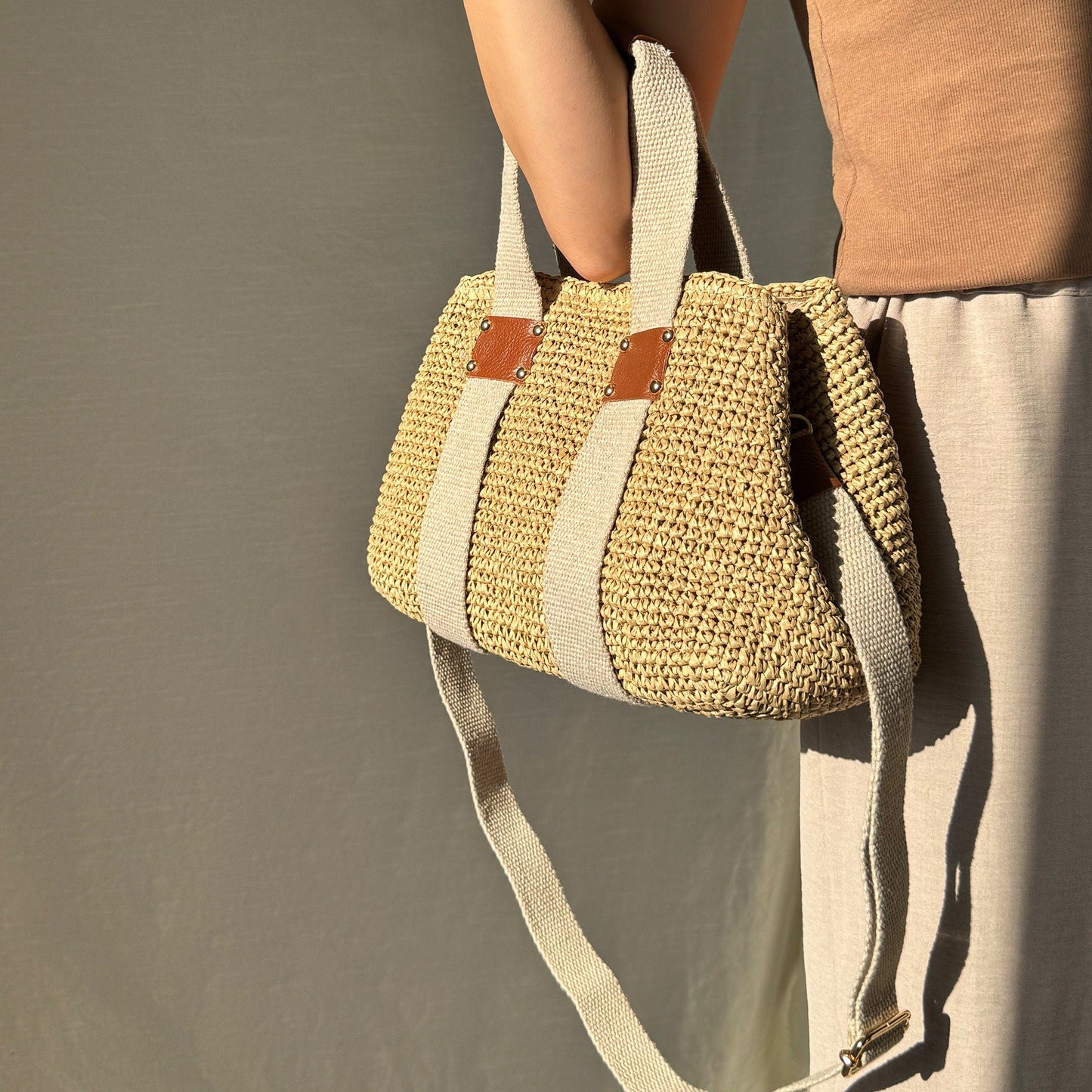 Crochet Raffia Purse - Natural Crossbody Handbag, Handwoven Summer Straw Bag, Wicker Handmade Purse Bag, Chic &amp; Stylish Accessory Gifts