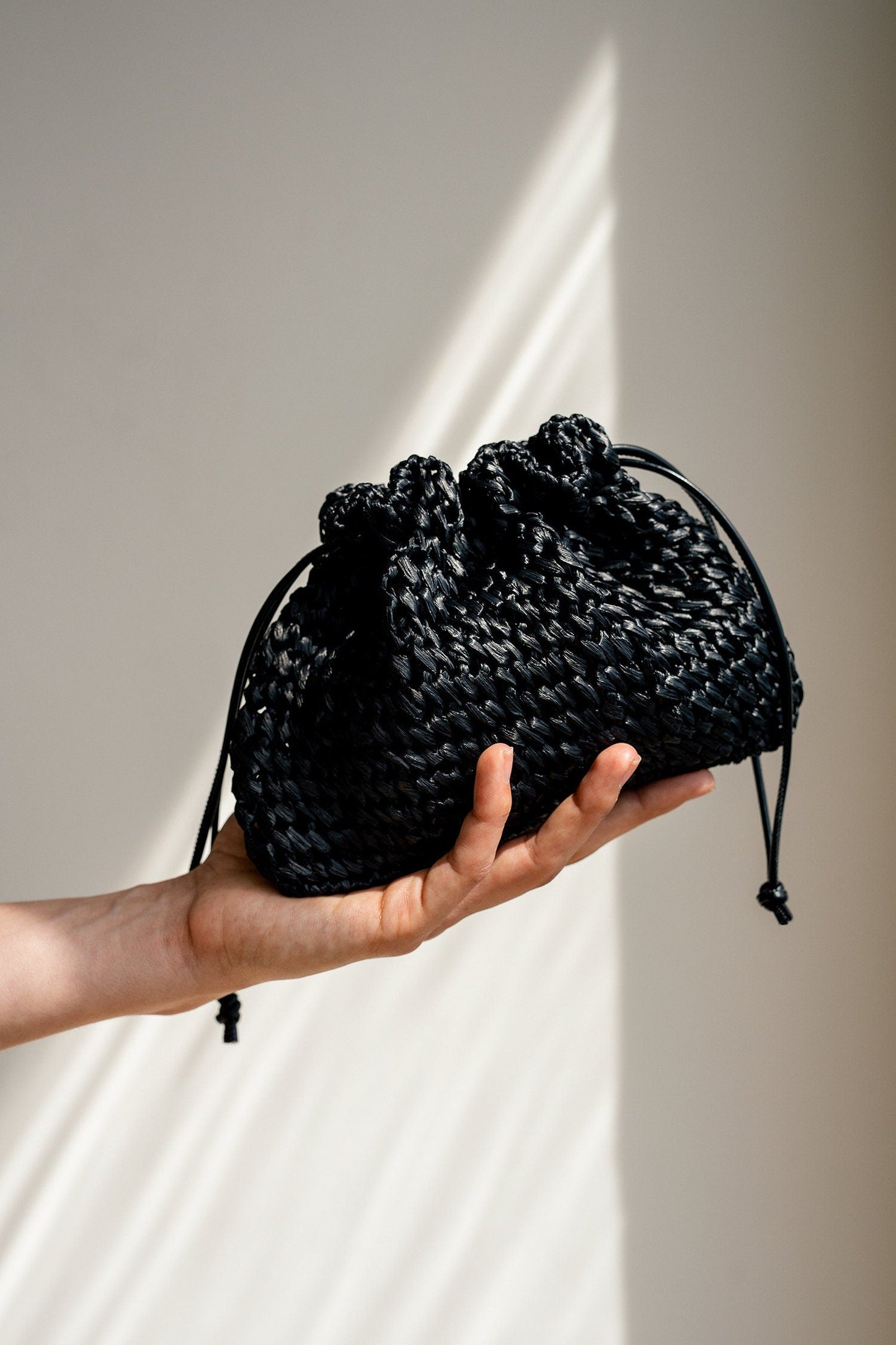 Raffia Pouch Bag, Crochet Raffia Handbag, Short Strap Crossbody, Summer Wrist Bag, Minimal Straw Bag, Mini Bag — The Aster Raffia Pouch