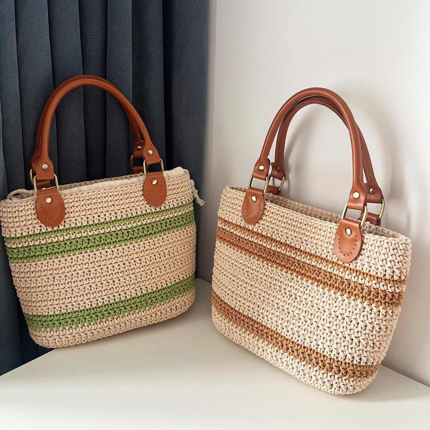 Terra Crochet Tote, Handmade Cotton Bag, Handbag Gift for Her