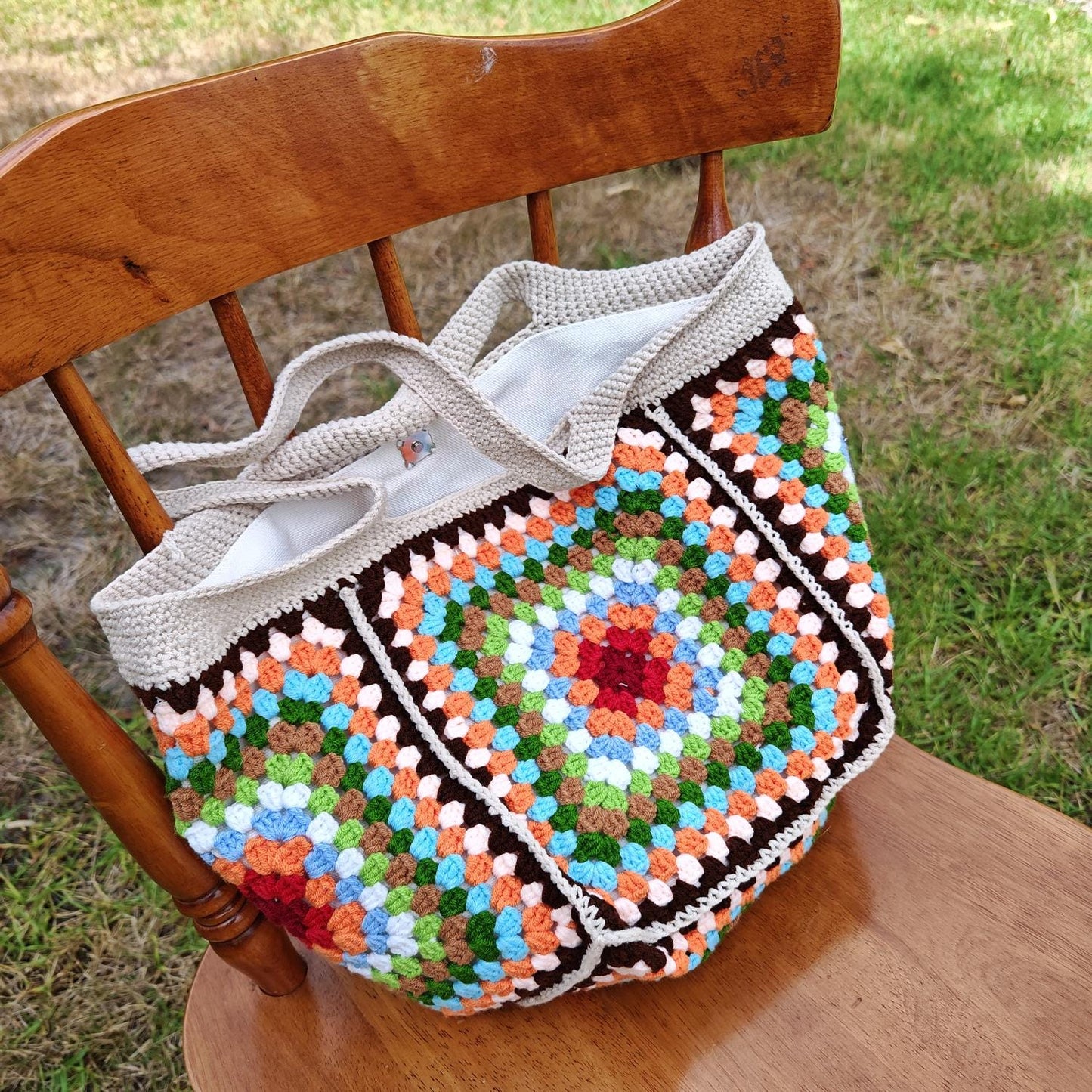 Handmade Retro Granny Square Crochet Bag, Soft Shoulder Bag &amp; Tote, Gift for Her