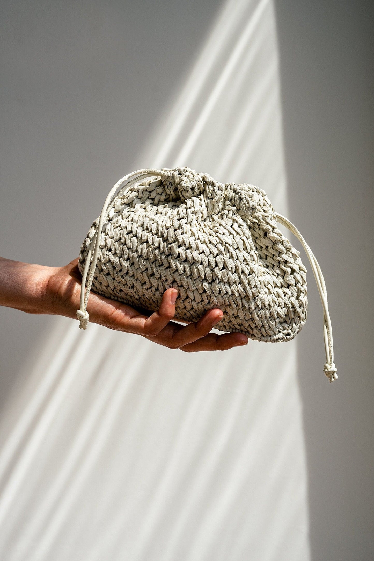 Raffia Pouch Bag, Crochet Raffia Handbag, Short Strap Crossbody, Summer Wrist Bag, Minimal Straw Bag, Red Mini Bag — The Aster Raffia Pouch