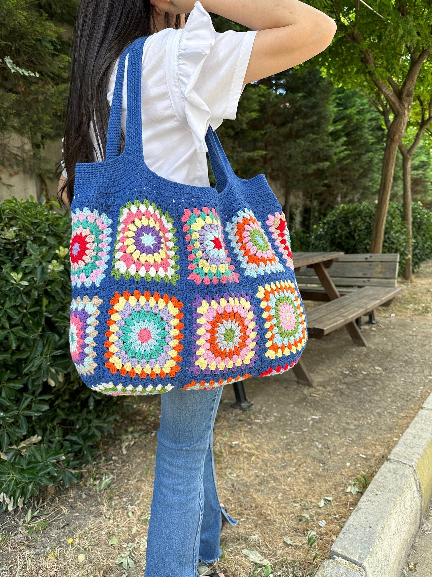 Handmade Granny Square Crochet Bag: Boho Shoulder Bag, Large Crossbody  Hobo Bag, Handbags  Women