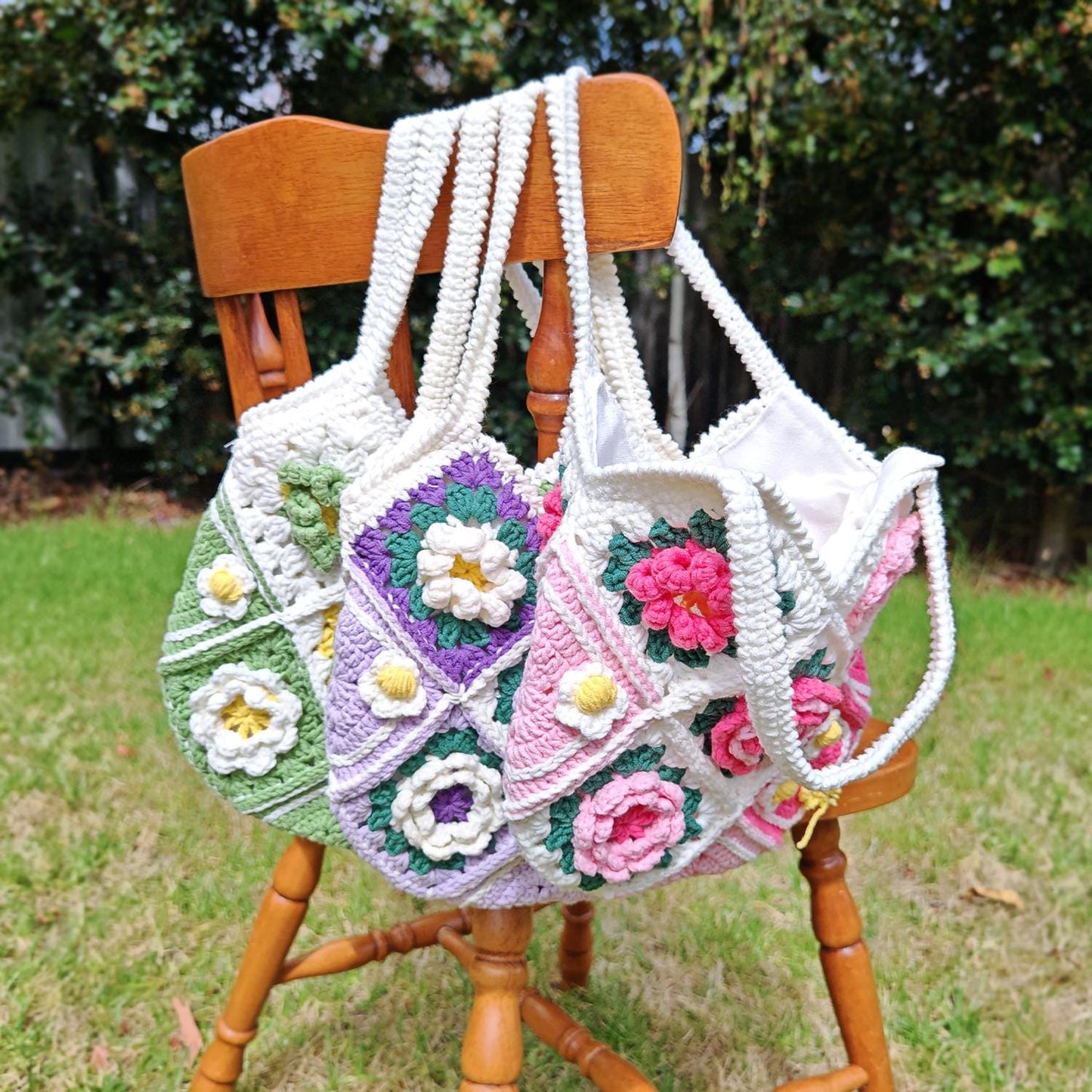 Handmade Cottage Bloom Crochet Bag, Soft Shoulder Bag &amp; Tote, Gift for Her