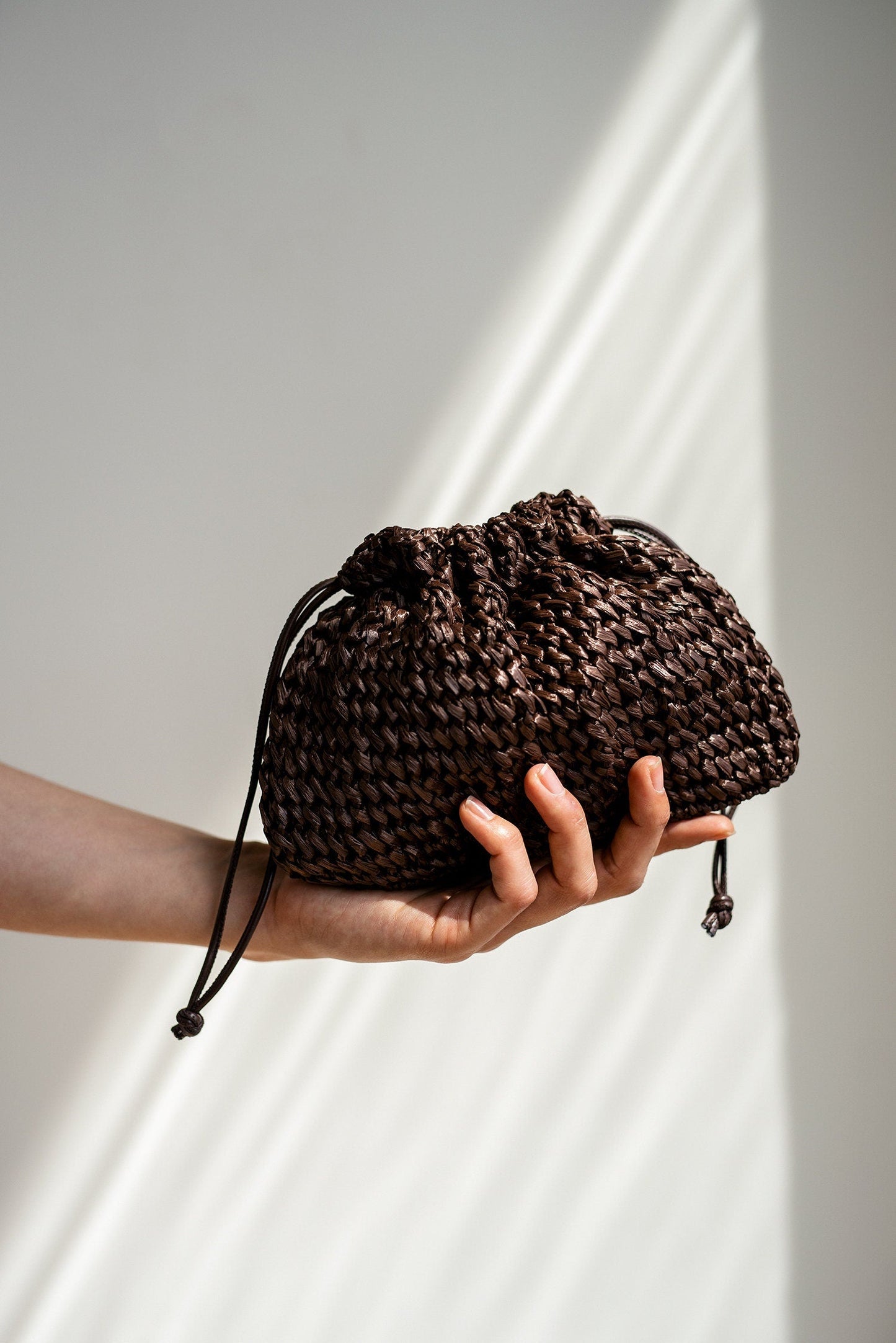 Raffia Pouch Bag, Crochet Raffia Handbag, Short Strap Crossbody, Summer Wrist Bag, Minimal Straw Bag, Red Mini Bag — The Aster Raffia Pouch