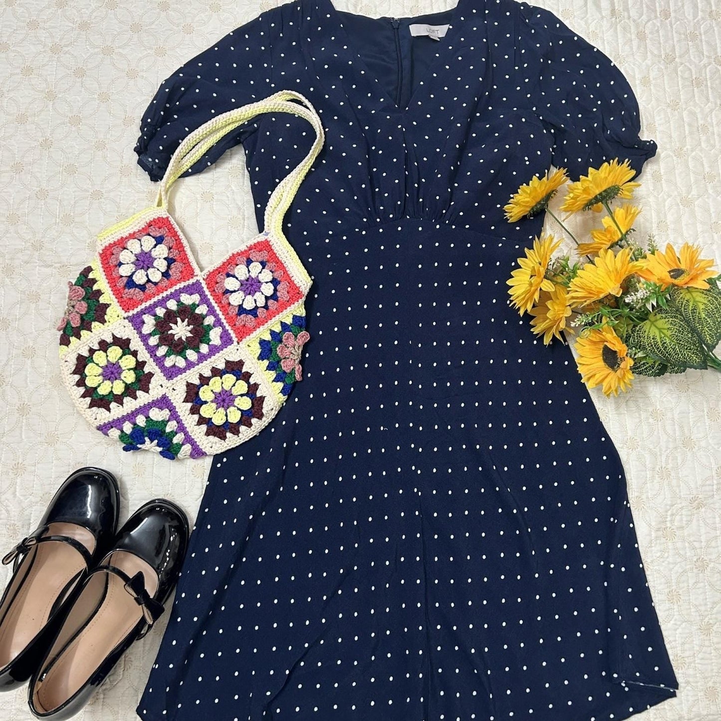 Handmade Crochet Granny Square Tote Bag: Colorful Boho Shoulder Bag