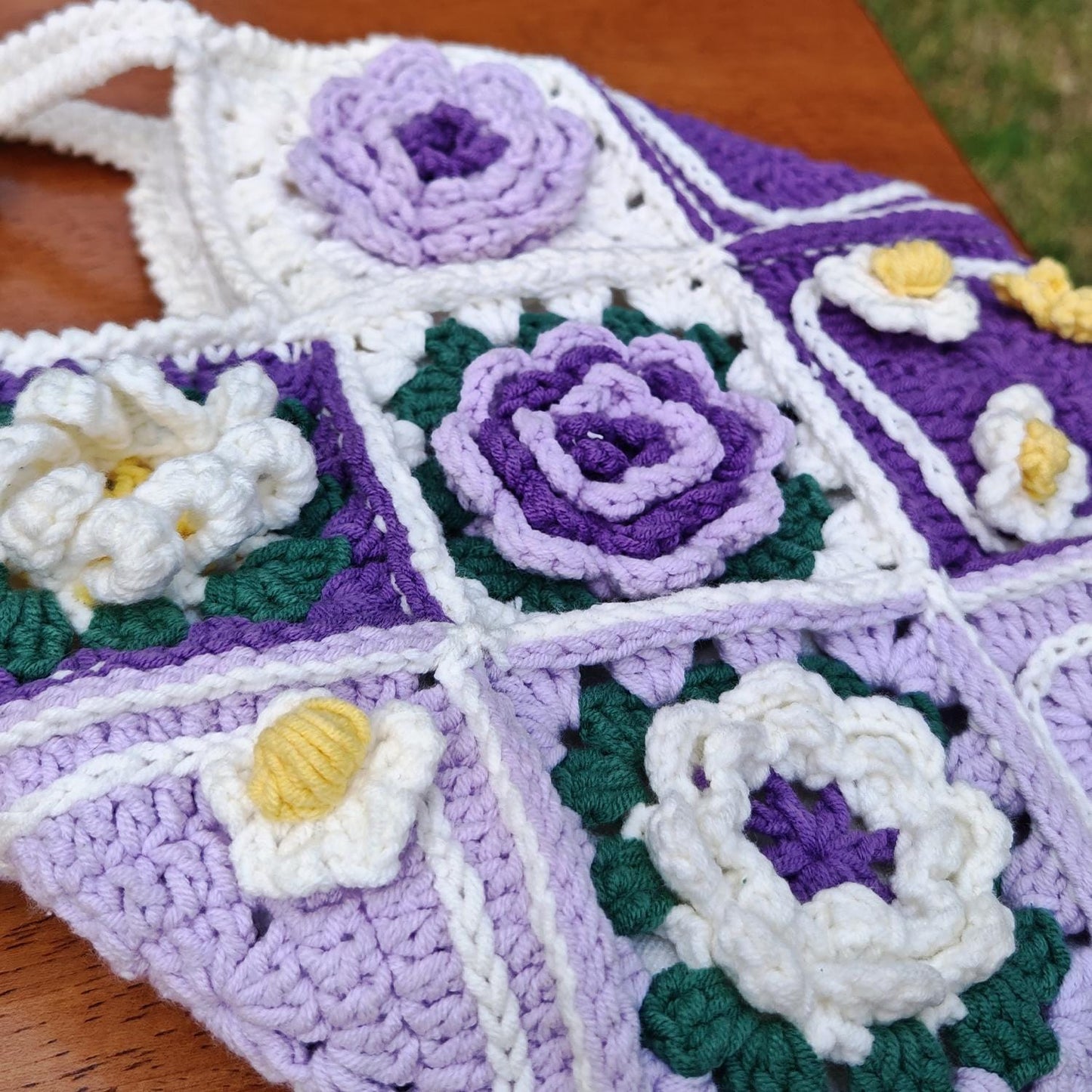 Handmade Cottage Bloom Crochet Bag, Soft Shoulder Bag &amp; Tote, Gift for Her