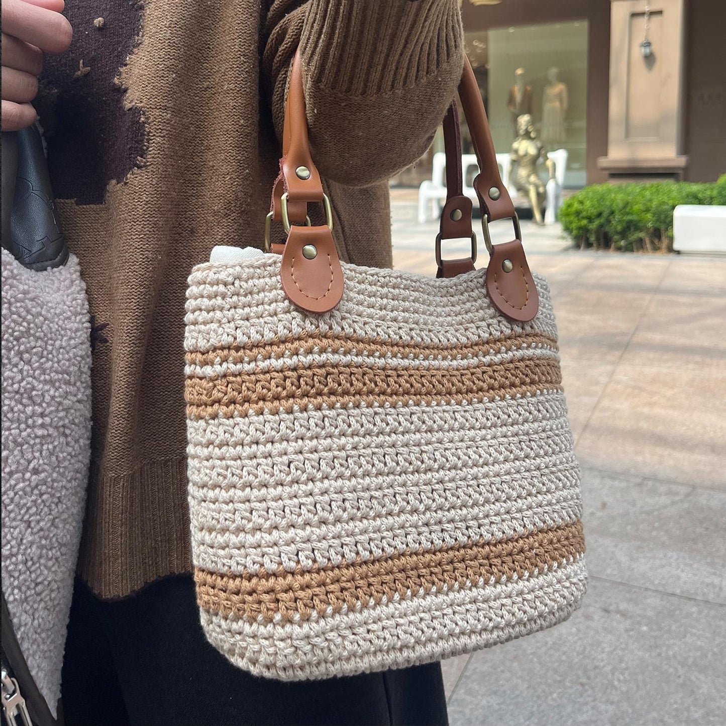 Terra Crochet Tote, Handmade Cotton Bag, Handbag Gift for Her