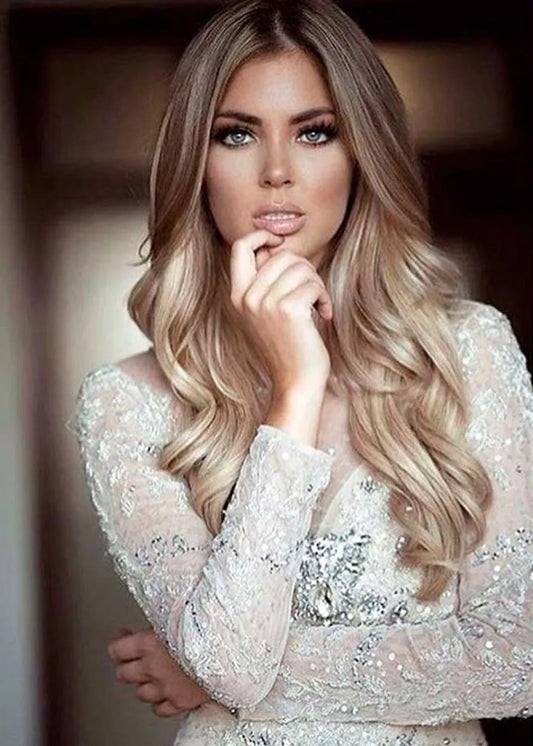 Super Long Length Wavy 100% Human Hair Capless Wig 24 Inches