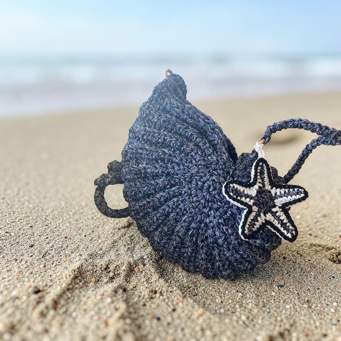 Crochet Seashell Bag with Starfish Charm â€?Ombre Beach Purse, Custom Color Summer Tote, Mother’s Day Easter Birthday Gift for Her