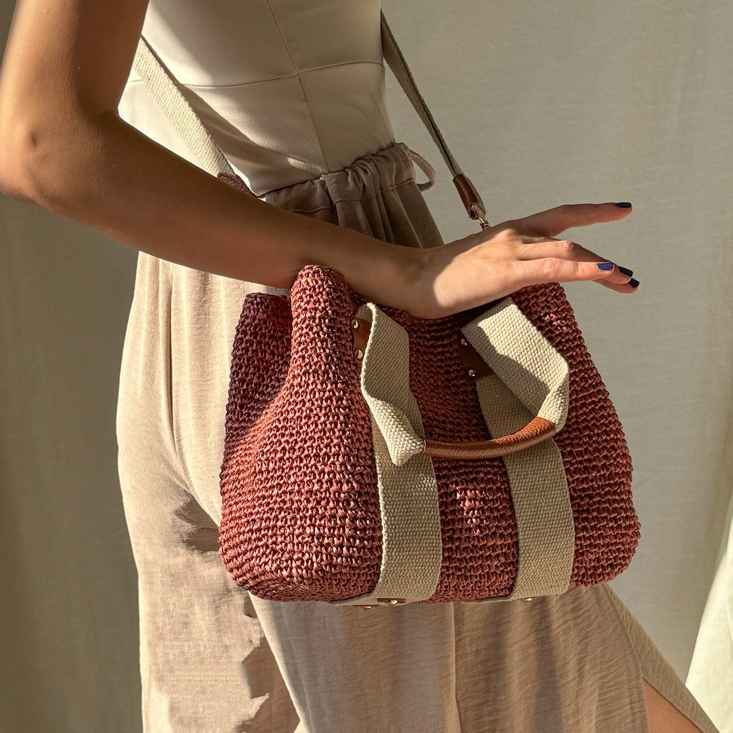 Crochet Raffia Purse - Natural Crossbody Handbag, Handwoven Summer Straw Bag, Wicker Handmade Purse Bag, Chic &amp; Stylish Accessory Gifts
