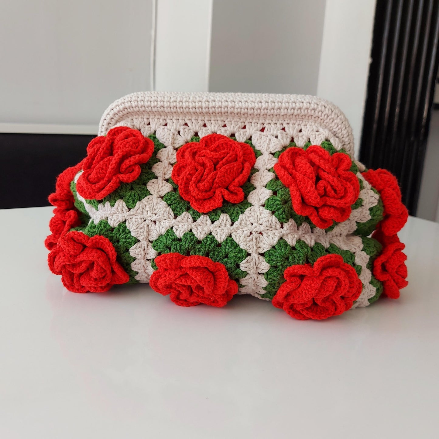 Handmade Sunflower Crochet Clutch Bag: Granny Square Purse, Gift for- her, Galentine's Day Gifts Bag