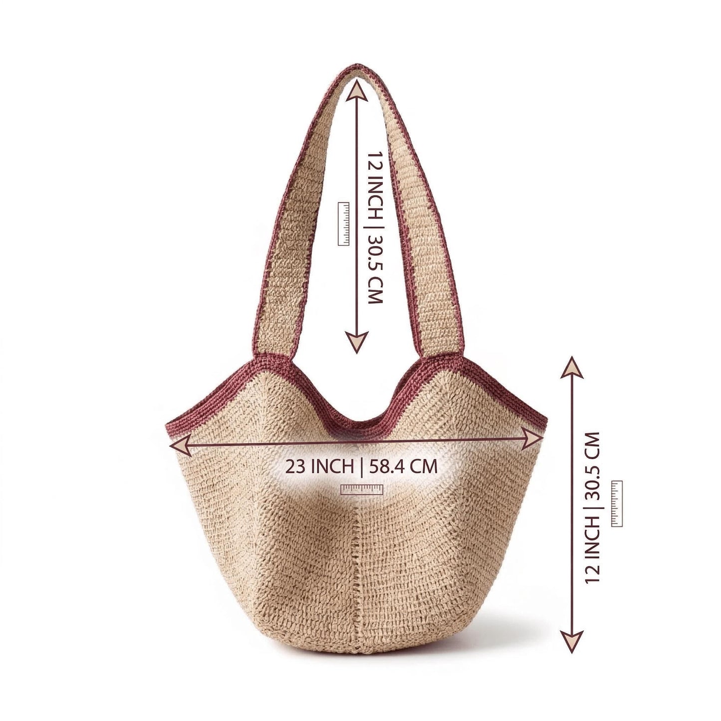 Large Angular Two Tone Slouch Raffia Straw Tote Bag