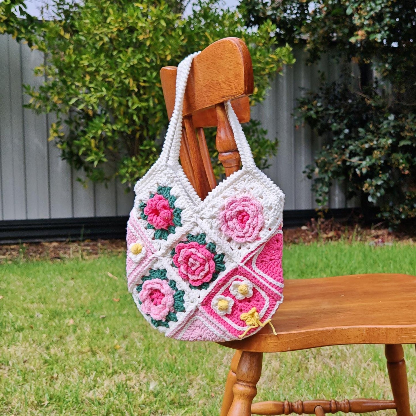 Handmade Cottage Bloom Crochet Bag, Soft Shoulder Bag &amp; Tote, Gift for Her