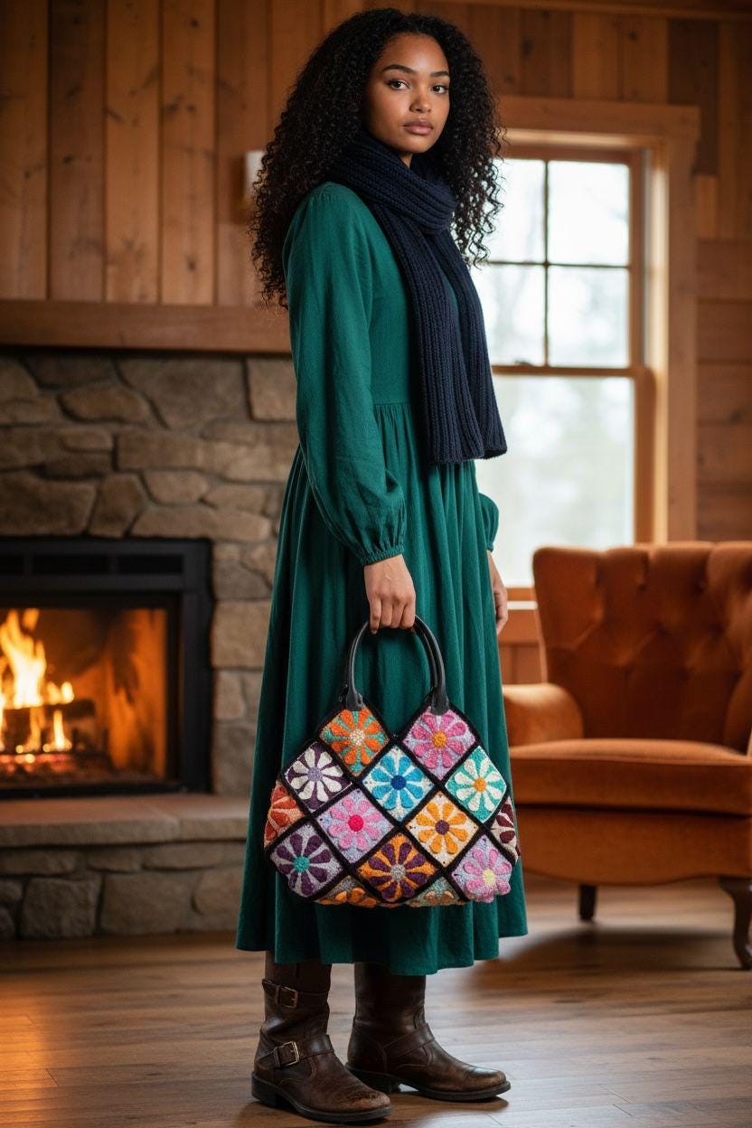 Handmade Crochet Granny Square Bag â€?Flower Power Tote â€?Colorful Beach Shoulder Bag