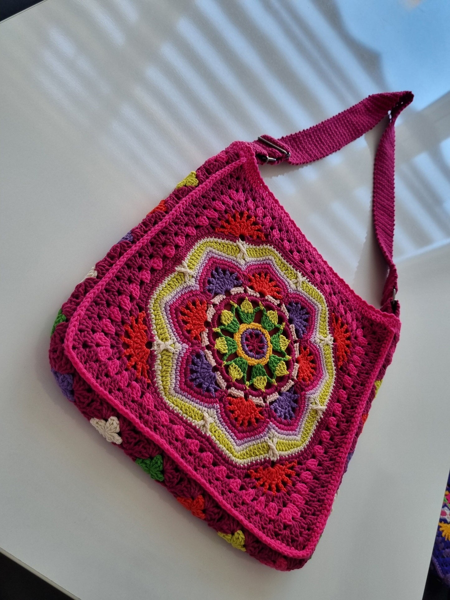Handmade Granny Square Crochet Bag: Cherry Red Crossbody, Winter Style Gifts