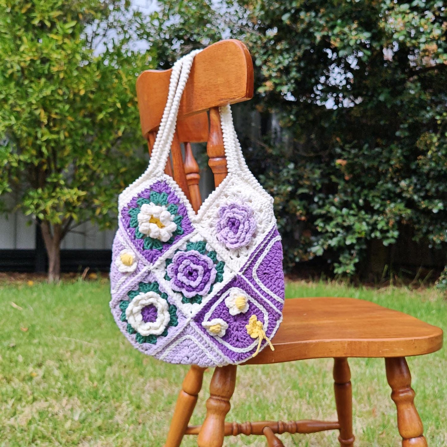 Handmade Cottage Bloom Crochet Bag, Soft Shoulder Bag &amp; Tote, Gift for Her