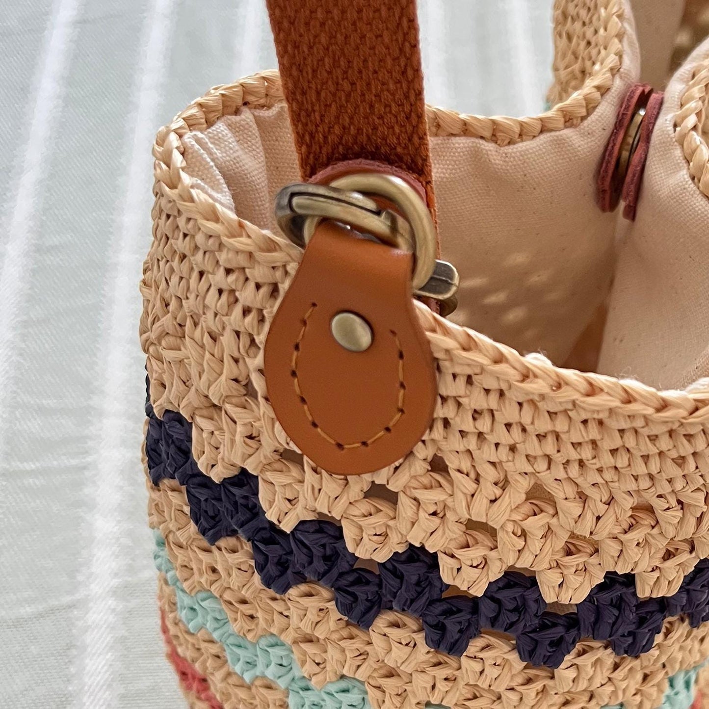 Ocean Stripe Crochet Bag, Handmade Shoulder Bag, Handbag Gift for Her