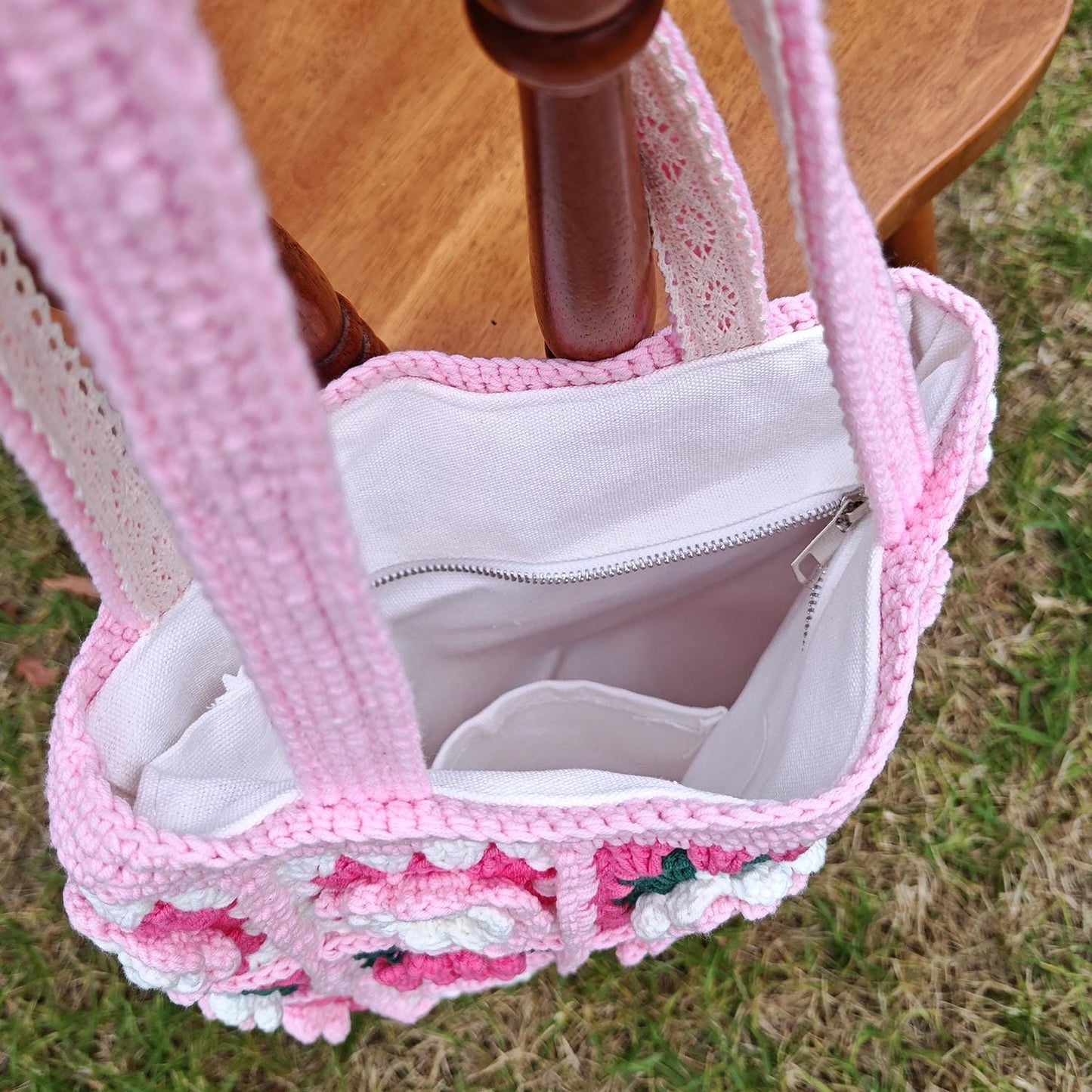 Handmade Camellia Bloom Crochet Tote, Soft Shoulder Bag, Gift for Her