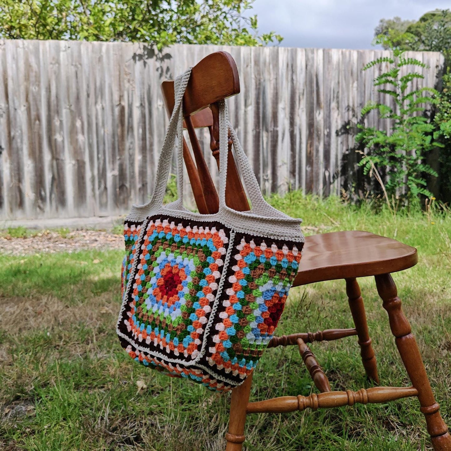 Handmade Retro Granny Square Crochet Bag, Soft Shoulder Bag &amp; Tote, Gift for Her