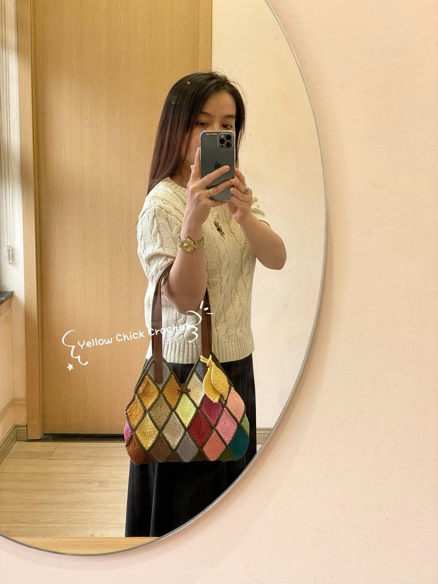 Leaf Crochet Shoulder Bag: Elegant Boho Handbag