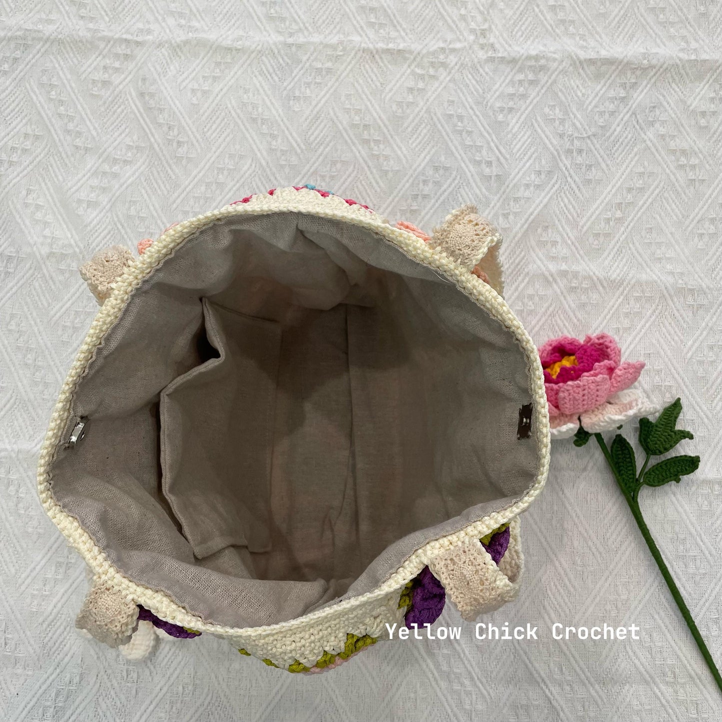 Floral Crochet Granny Square Tote,Unique Bloom Flower Bag,Handmade Tote Bag, Mother Day gift, Easter Gift, Travel Bag, Spring Accessory