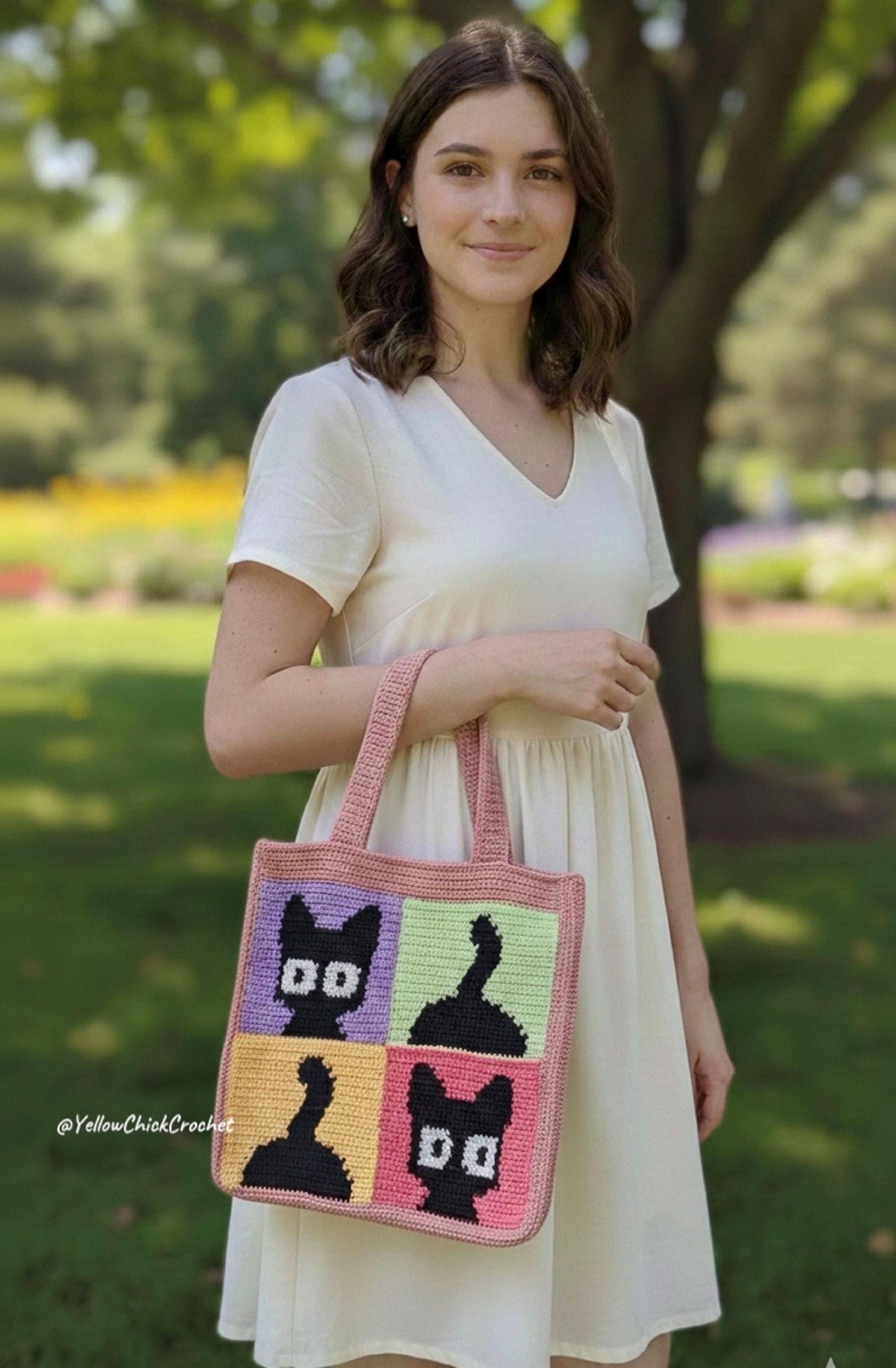 Handmade Pixel Crochet Cat Bag â€?Cute Custom Cat Tote Purse for Cat Lovers, Unique Gift for Birthday, Mother’s Day, Easter
