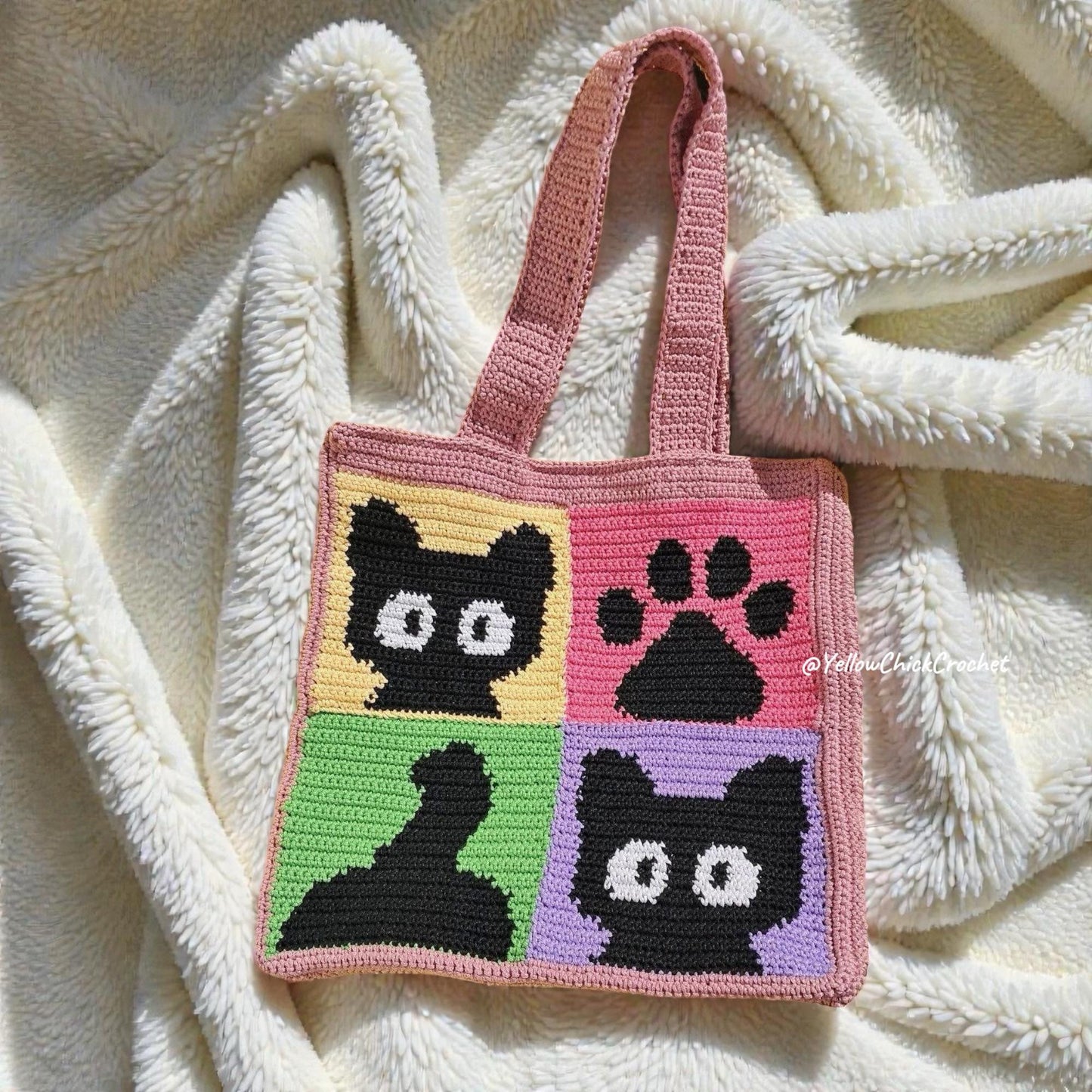 Handmade Pixel Crochet Cat Bag â€?Cute Custom Cat Tote Purse for Cat Lovers, Unique Gift for Birthday, Mother’s Day, Easter