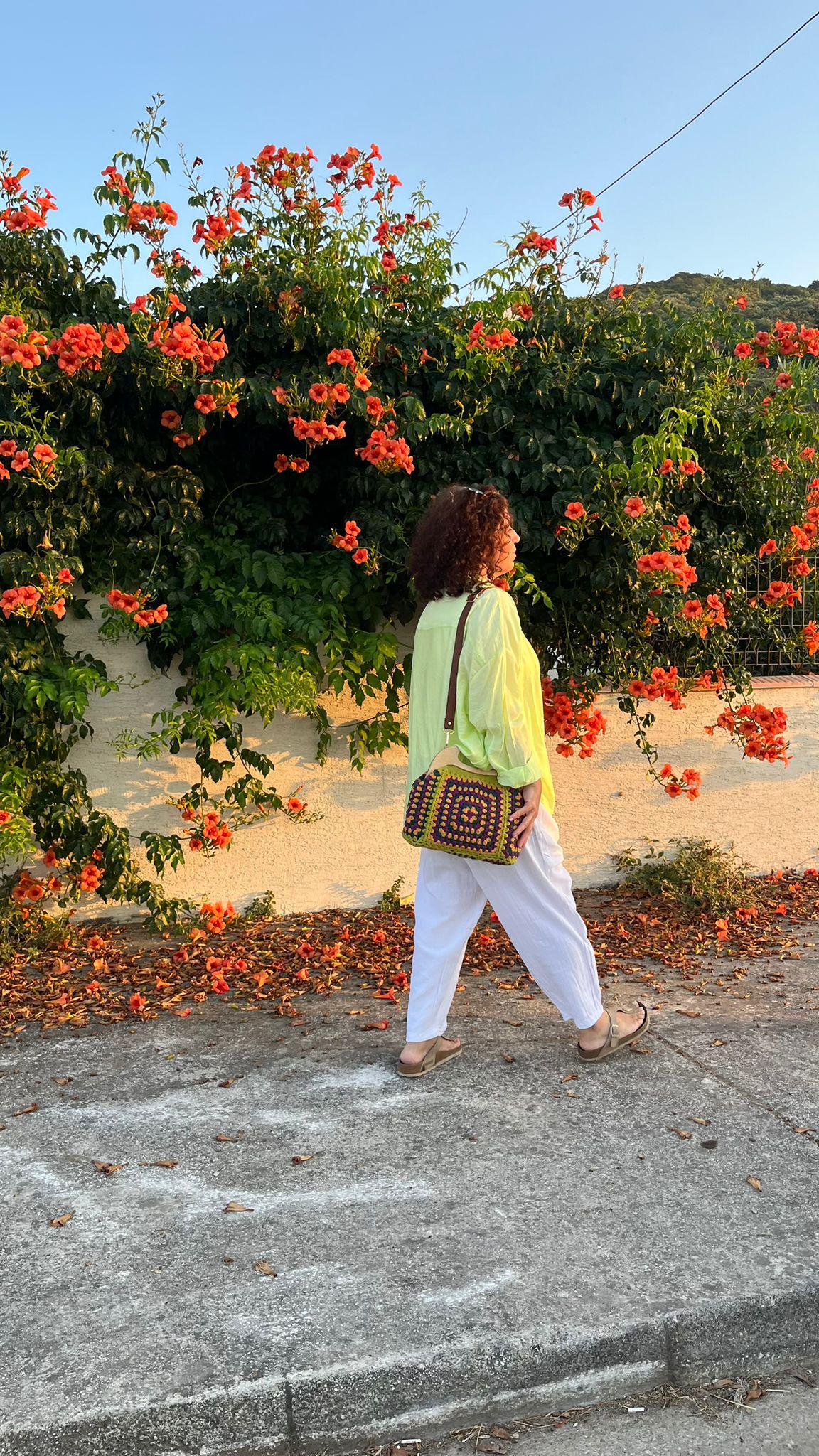 Handmade Granny Square Crochet Bag: Colorful Boho Shoulder Purse