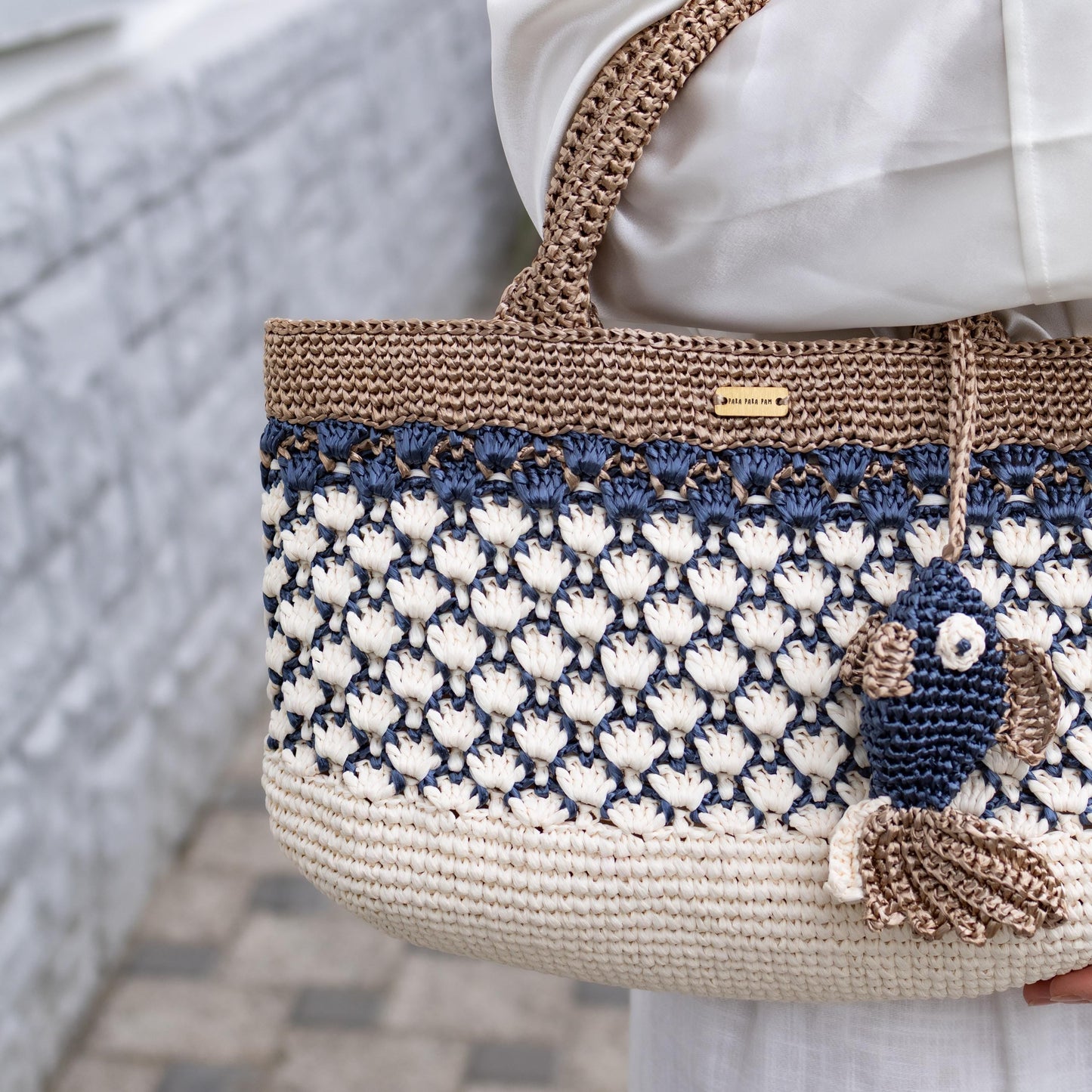 Handmade Raffia Crochet Purse  – Unique Summer Bag with Maritime elements