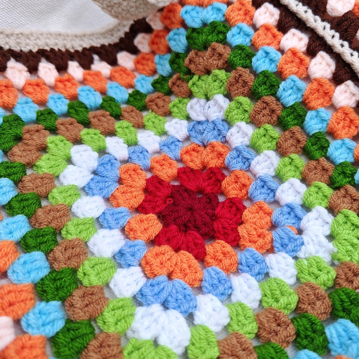 Handmade Retro Granny Square Crochet Bag, Soft Shoulder Bag &amp; Tote, Gift for Her