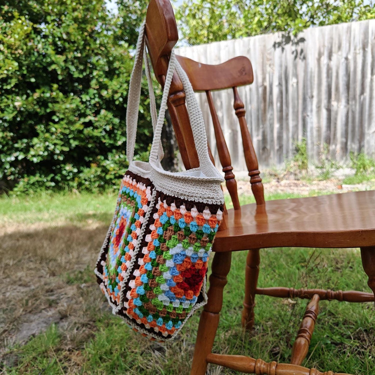 Handmade Retro Granny Square Crochet Bag, Soft Shoulder Bag &amp; Tote, Gift for Her