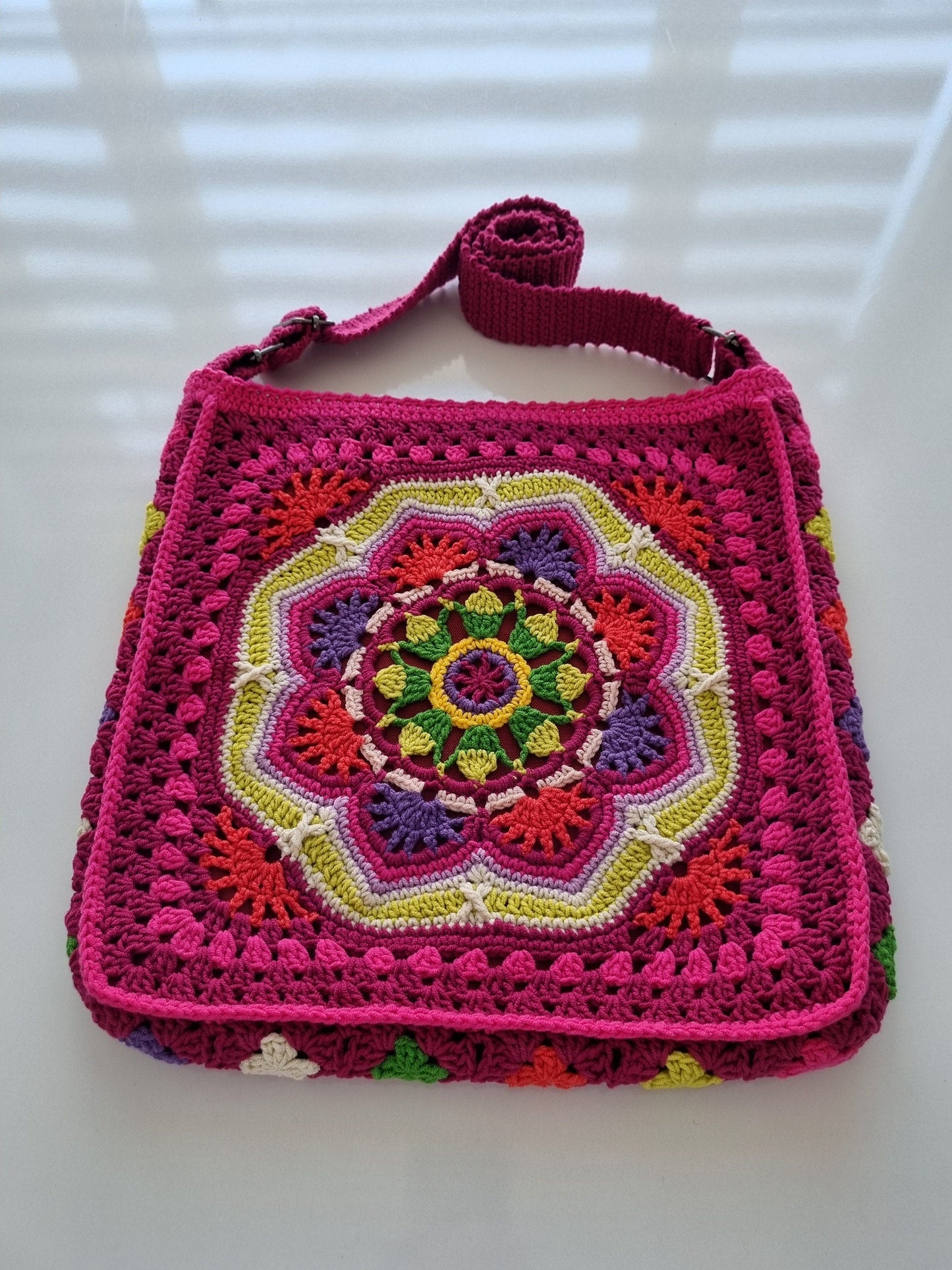 Handmade Granny Square Crochet Bag: Cherry Red Crossbody, Winter Style Gifts