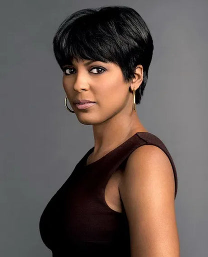 Boy Cut Short Straight Capless Human Hair Wigs 8 Inches
