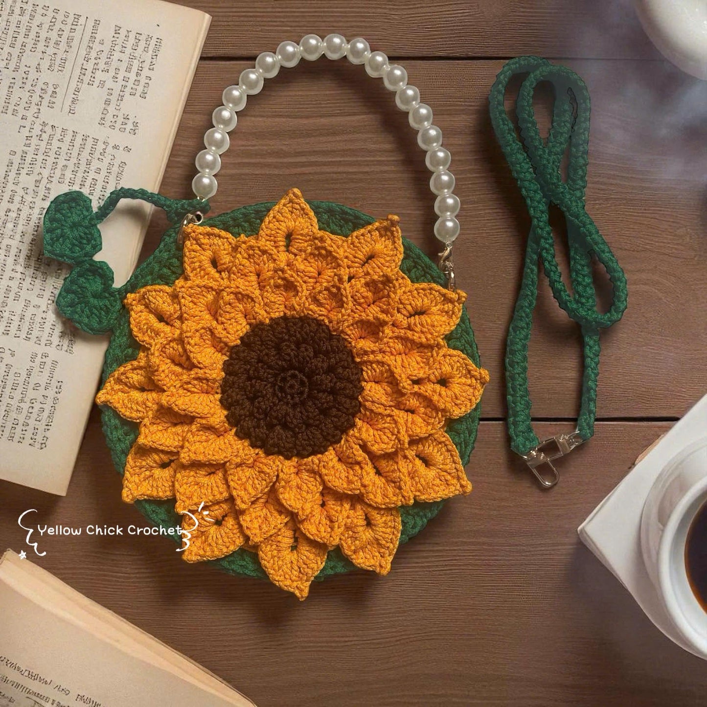 Crochet Sunflower Bag â€?Handmade Floral Spring Purse, Yellow Flower Handbag, Custom Color Gift for Mom, Easter, Travel &amp; Party