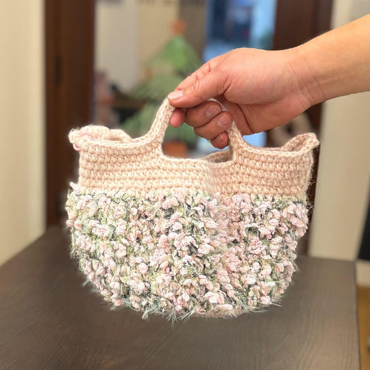 Handmade Crochet Tote Bag, Monet Garden Shoulder Bag, Handbag Gift for Her