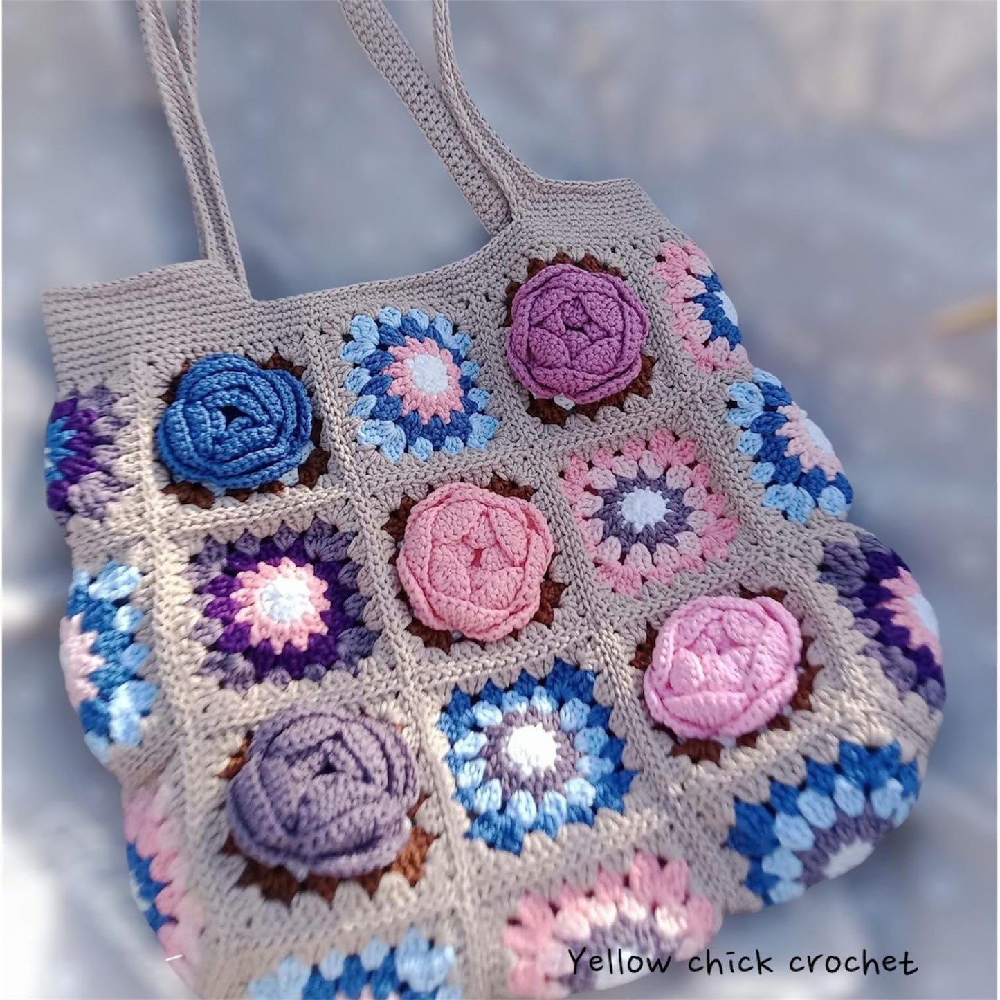 Crochet Bloom Floral Bag, Handmade Shoulder Tote, Valentine Gift, Valentine accessories, Love Bag, Flower bag