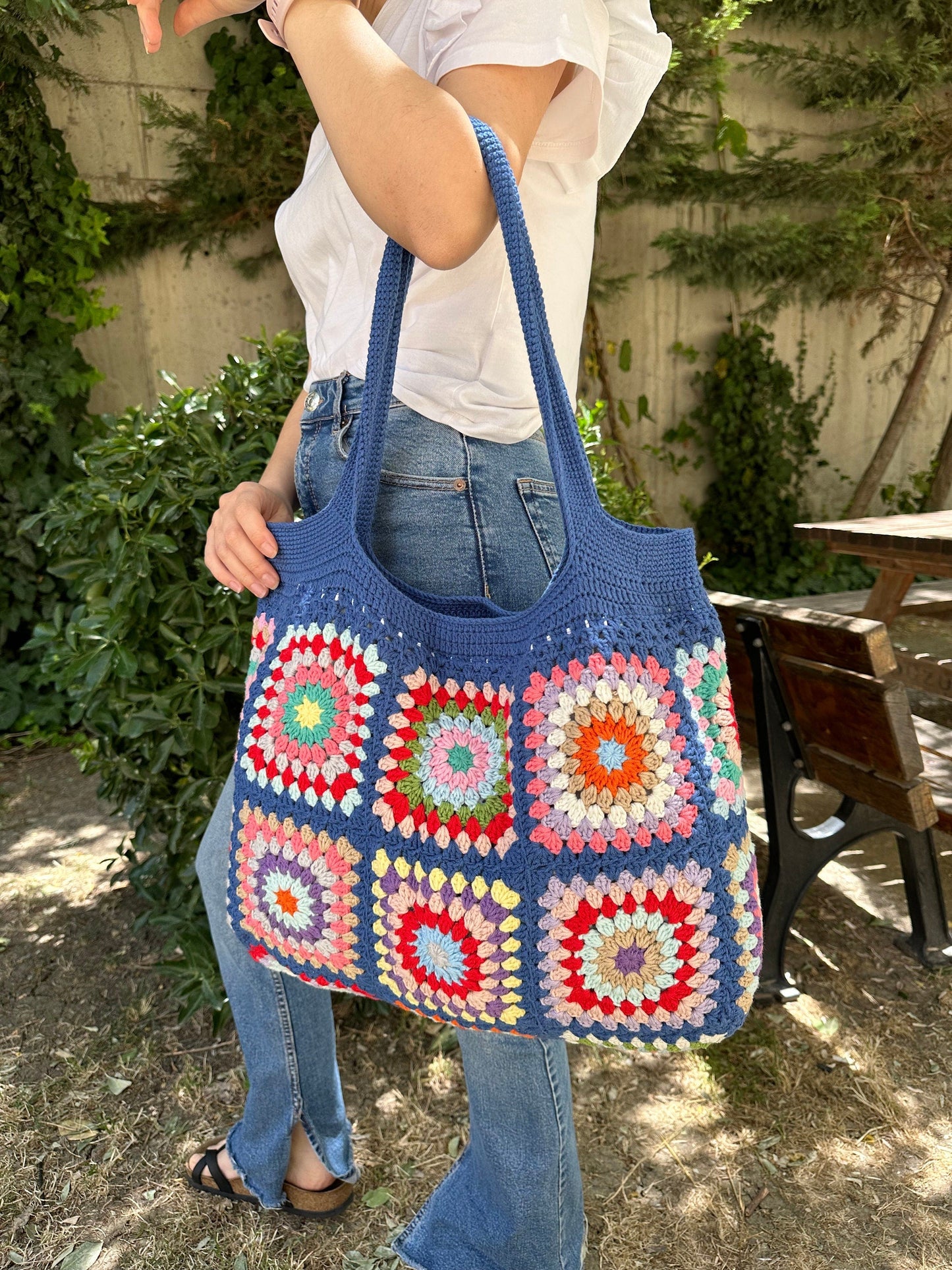 Handmade Granny Square Crochet Bag: Boho Shoulder Bag, Large Crossbody  Hobo Bag, Handbags  Women