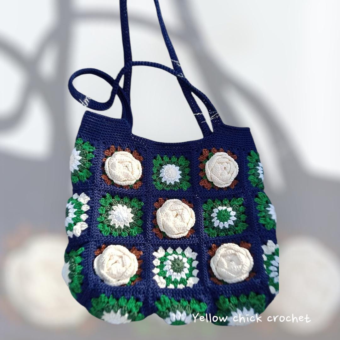Crochet Bloom Floral Bag, Handmade Shoulder Tote, Valentine Gift, Valentine accessories, Love Bag, Flower bag