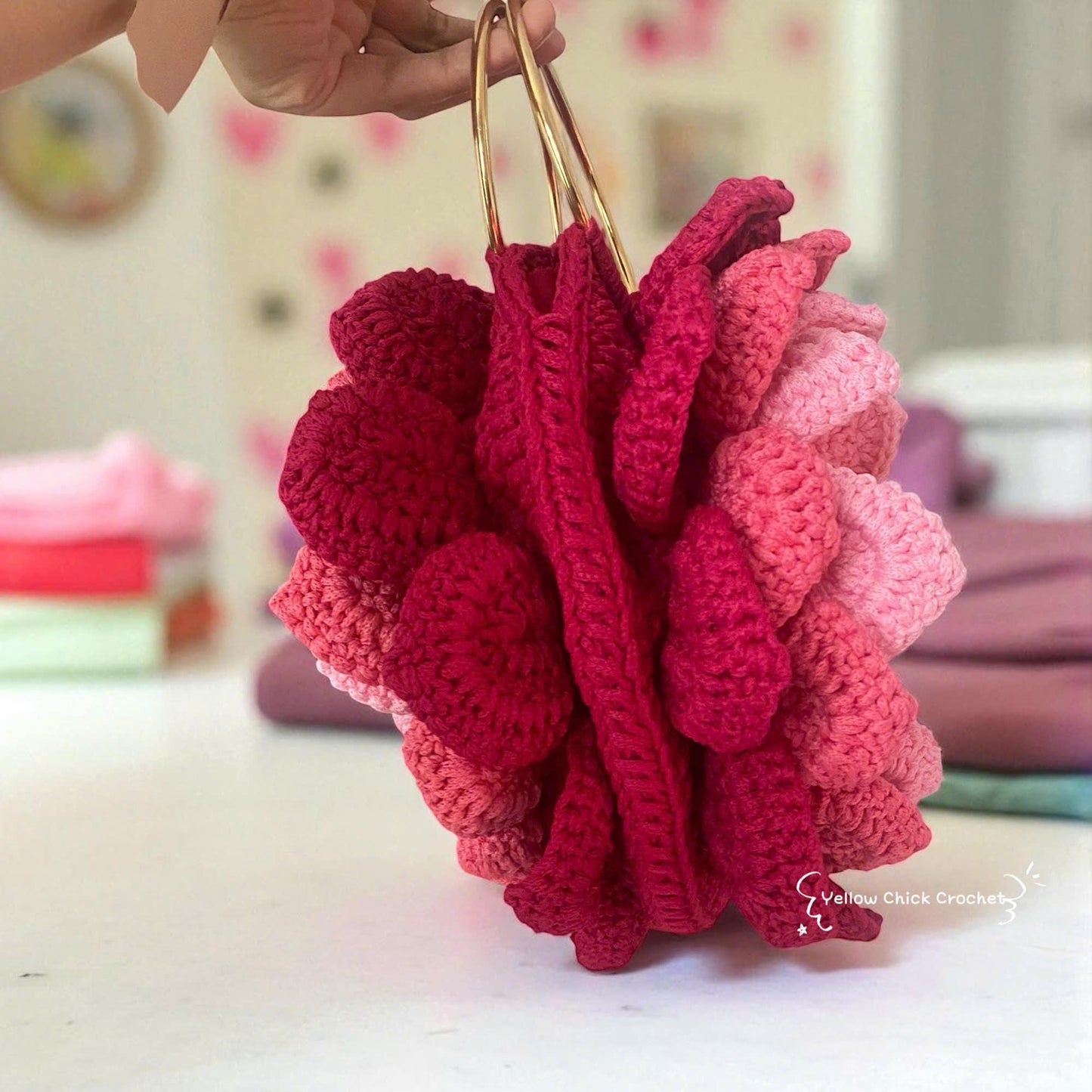 Lotus Flower Crochet Bag â€?Handmade Elegant Purse, Unique Festive Handbag, Christmas Gift for Her, New Year Gift Idea