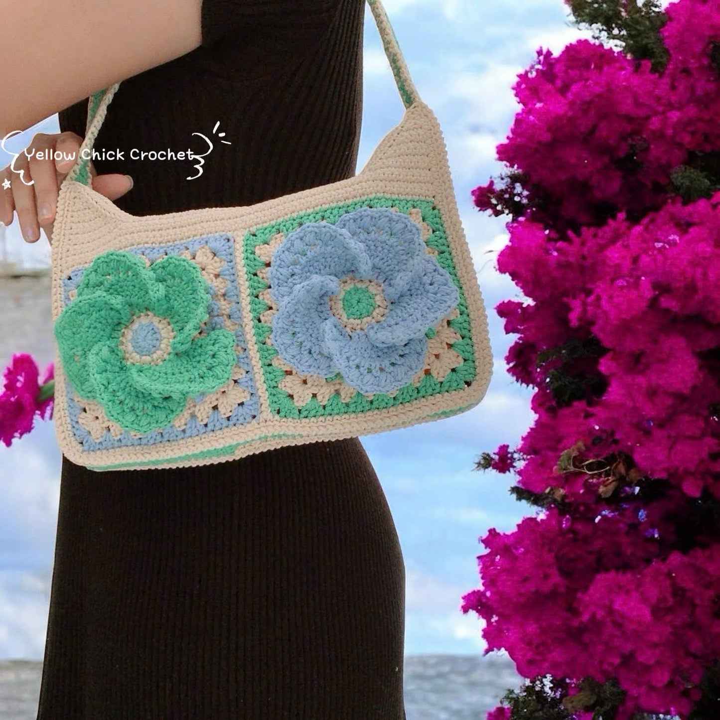 Handmade Crochet Hibiscus Flower Bag - Unique Floral Shoulder Purse, Valentine Gift, Birthday Gift