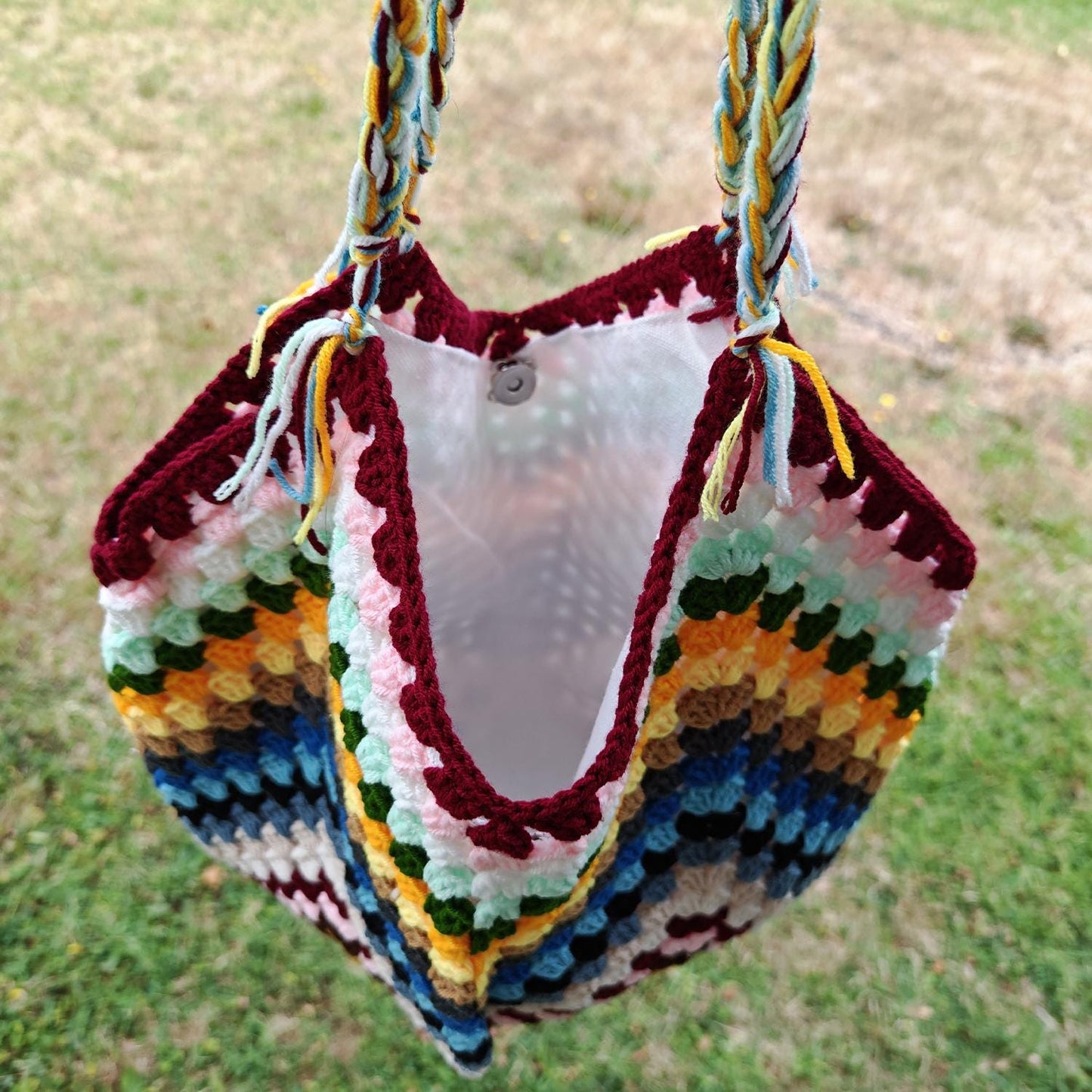 Handmade Rainbow Meadow Crochet Bag, Soft Shoulder Bag &amp; Tote, Gift for Her