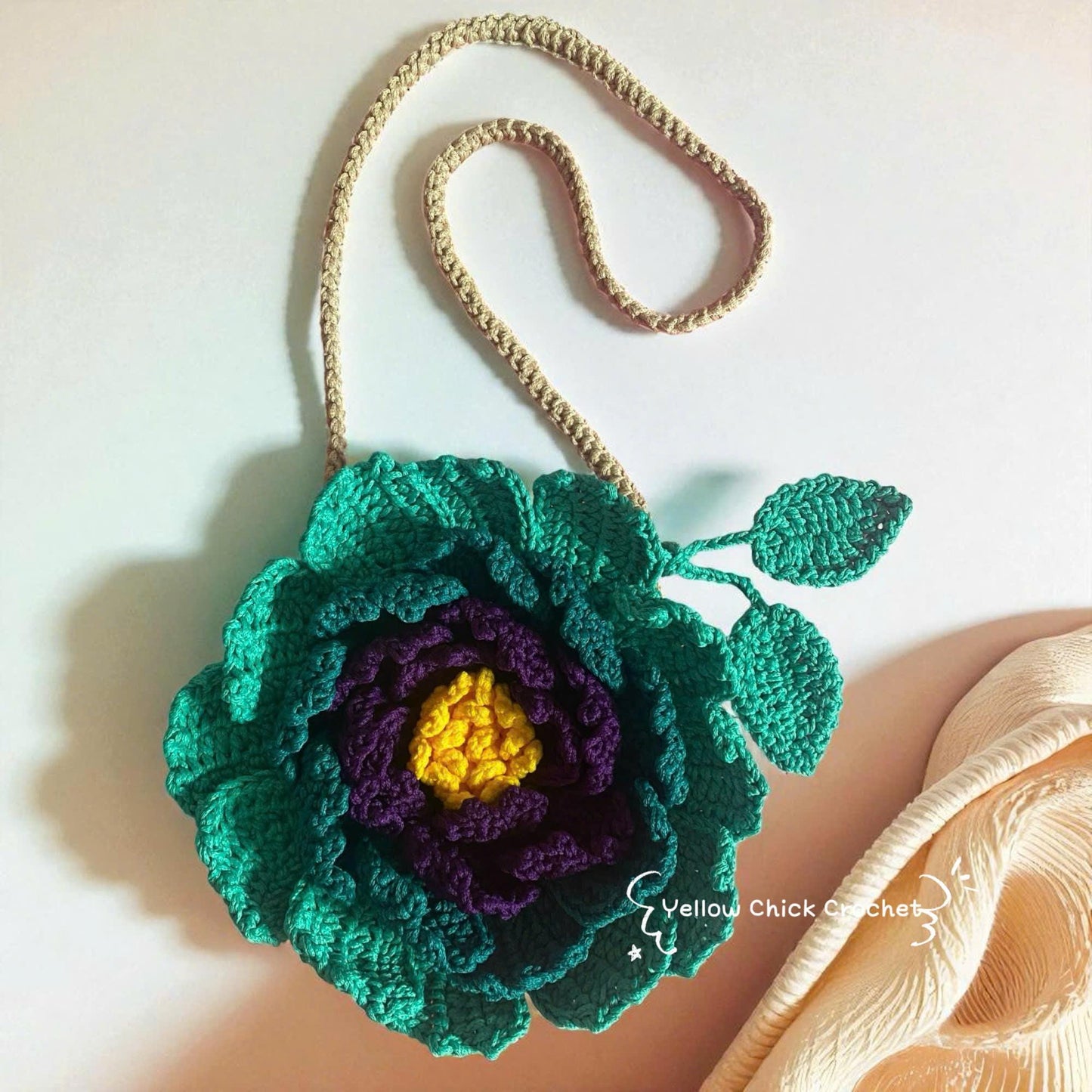 Lotus Flower Crochet Bag â€?Handmade Elegant Purse, Unique Festive Handbag, Christmas Gift for Her, New Year Gift Idea