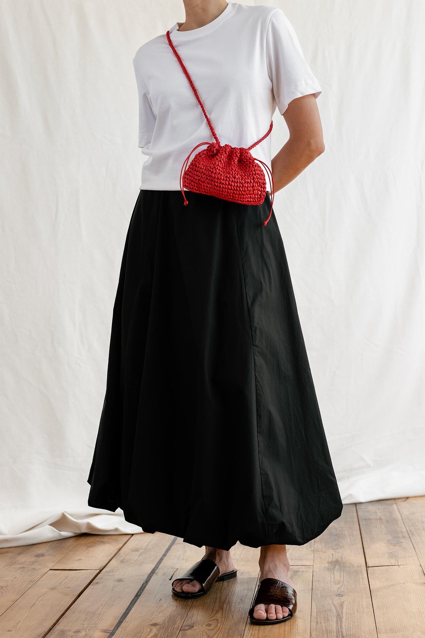 Raffia Pouch Bag, Crochet Raffia Handbag, Short Strap Crossbody, Summer Wrist Bag, Minimal Straw Bag, Red Mini Bag — The Aster Raffia Pouch