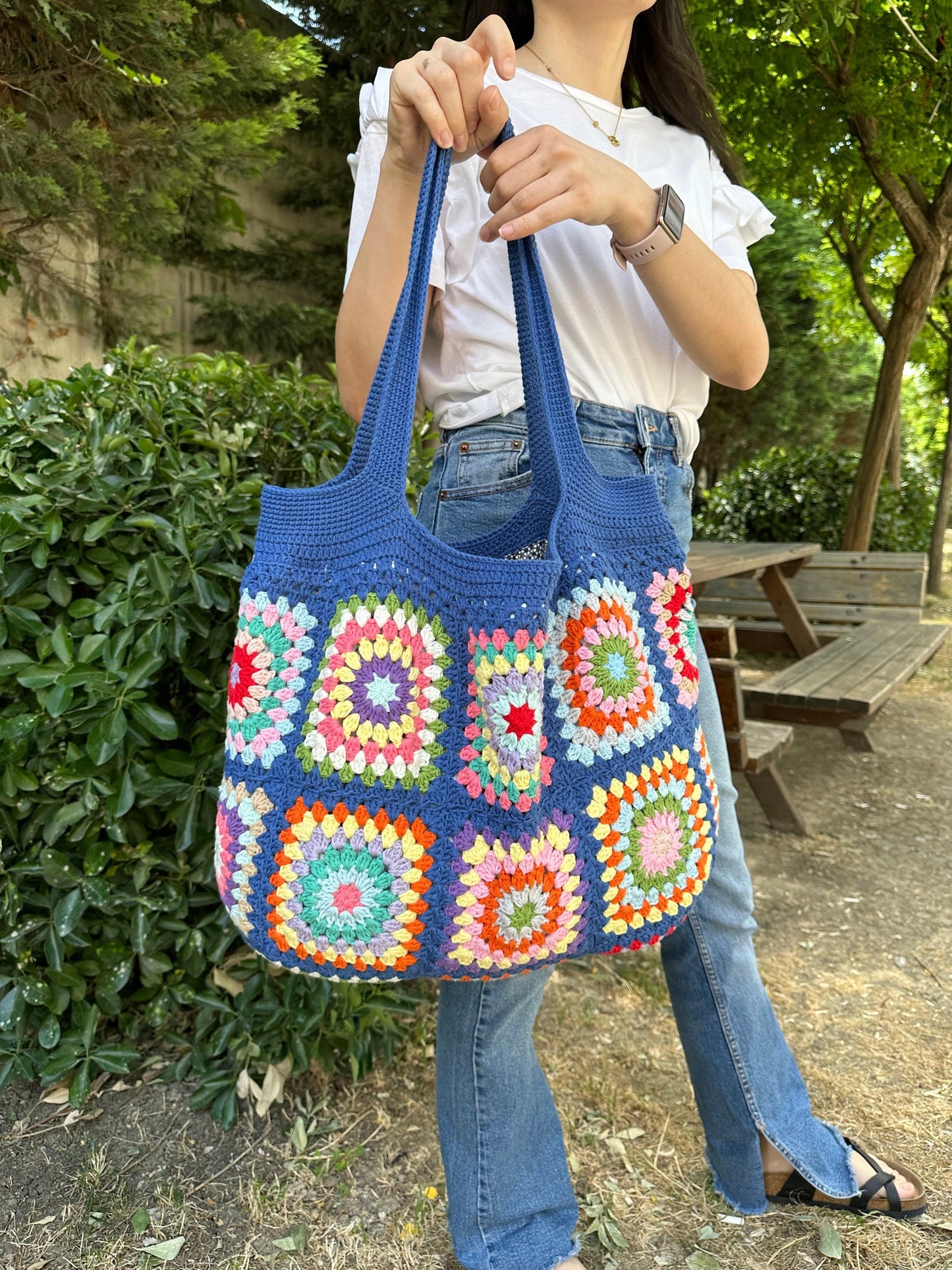 Handmade Granny Square Crochet Bag: Boho Shoulder Bag, Large Crossbody  Hobo Bag, Handbags  Women