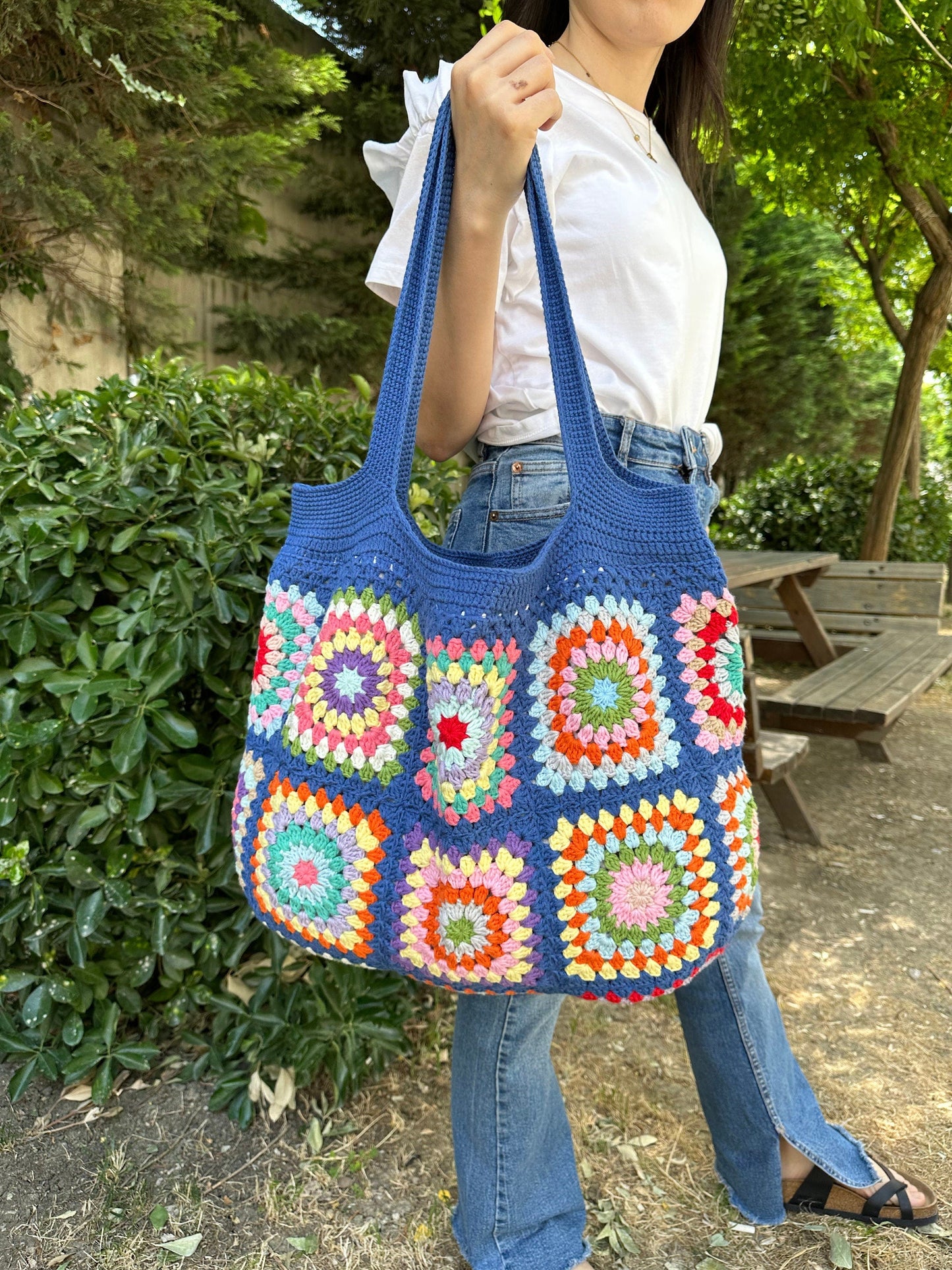 Handmade Granny Square Crochet Bag: Boho Shoulder Bag, Large Crossbody  Hobo Bag, Handbags  Women